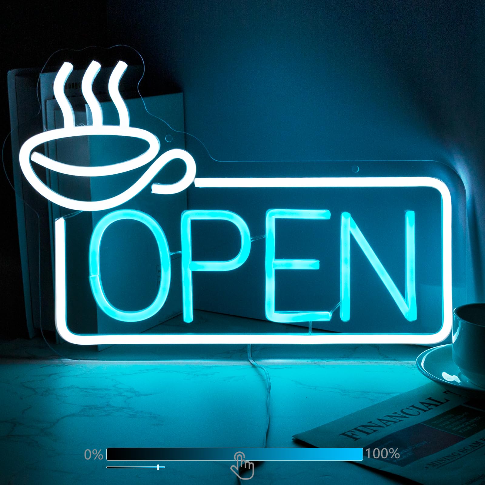 Moodlion Coffee Neon Sign For Wall Decor Studio Room Led Lights, Open Decor Neon Signs Aesthetic Operated Light For Door Decorat