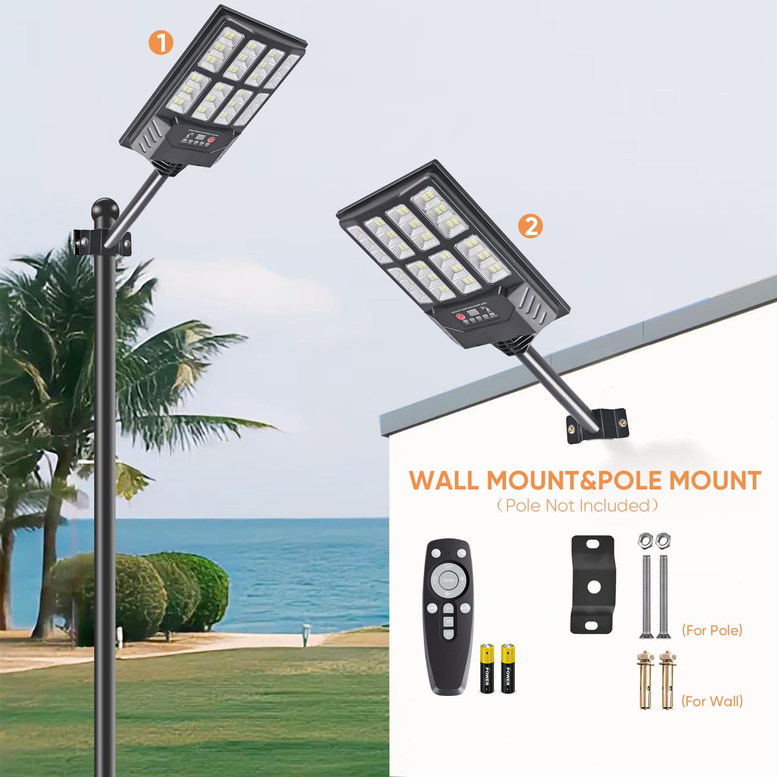 6PACK Solar Lights Outdoor Waterproof, 6500K Dusk to Dawn Solar Street Light Motion Sensor with Remote Control, LED Security Lig