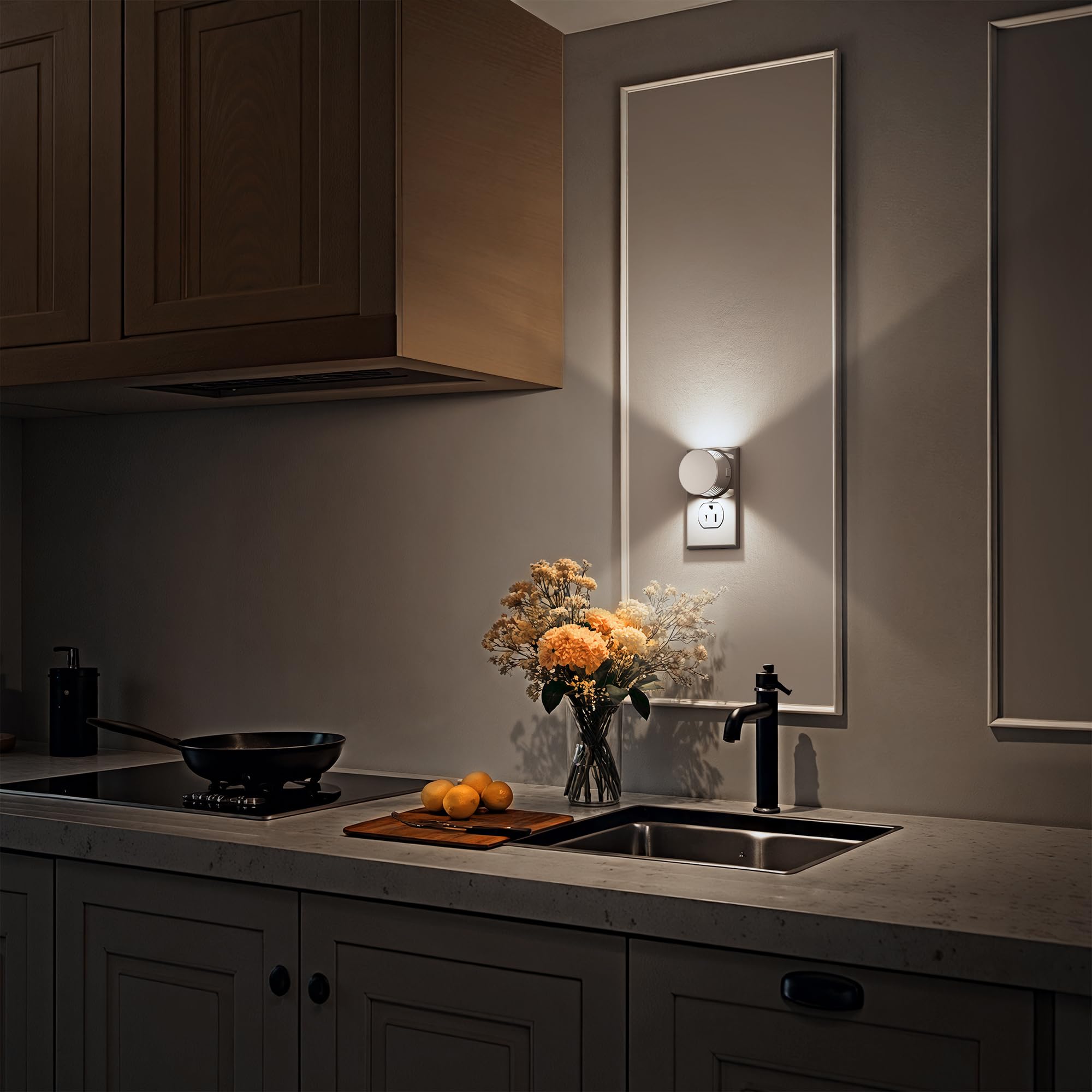 Briignite Night Light 2 Pack, Adjustable Brightness, Dusk to Dawn Sensor, Plastic, White Shade, Model BRGY11203WHUS
