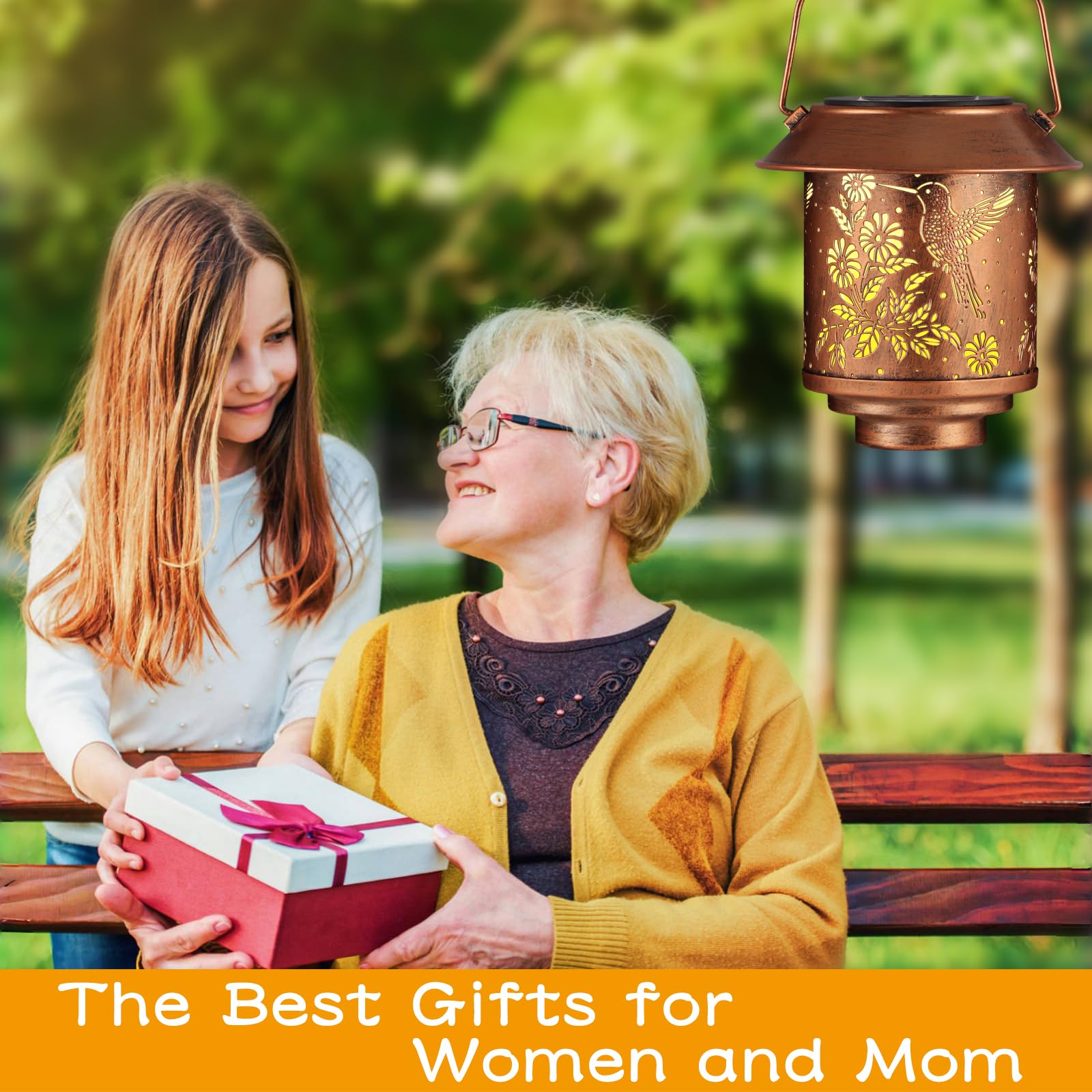 Doogarden Hummingbird Solar Lantern - Outdoor Metal Garden Decor, Waterproof LED, Bronze, Model D-MTD103