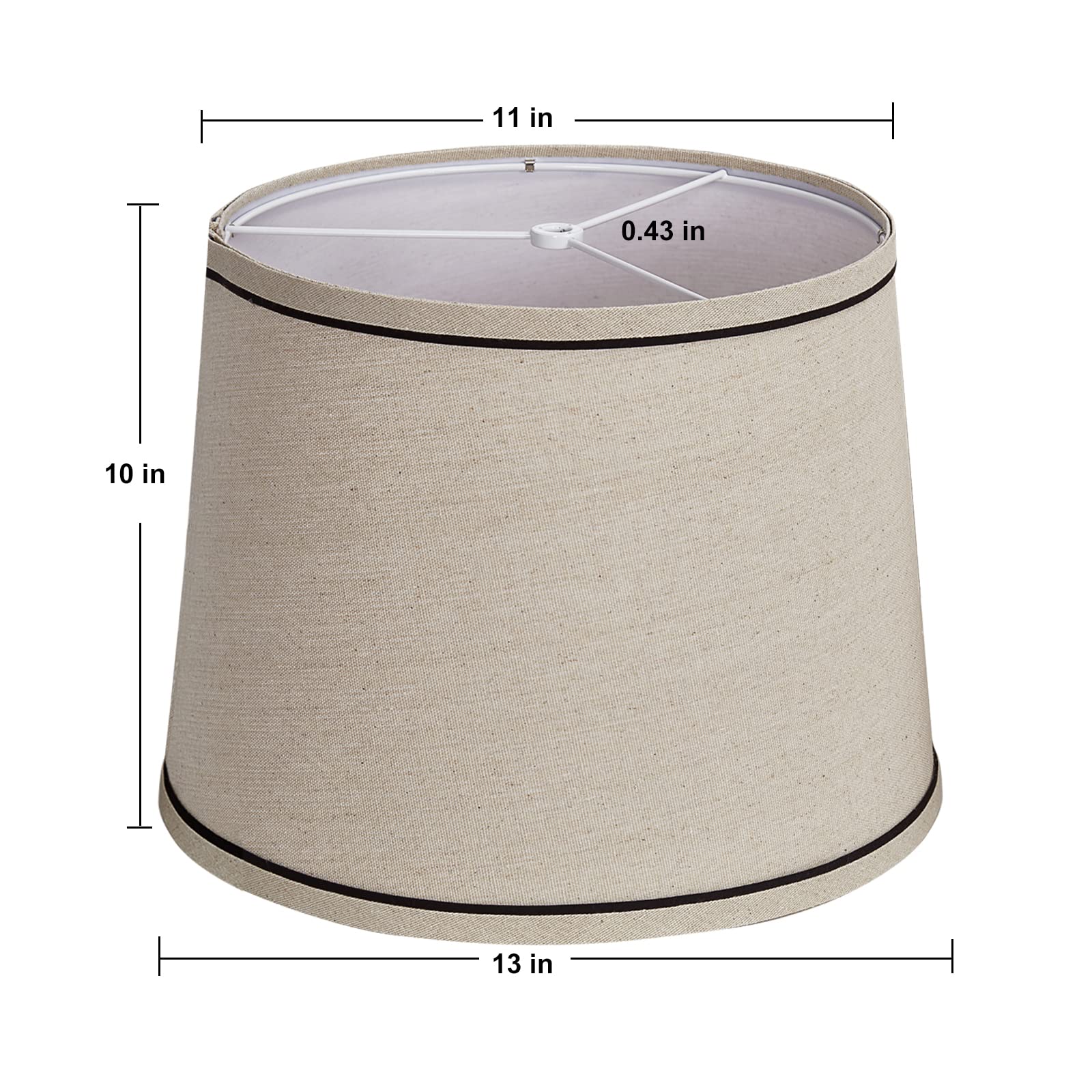 Luvkczc Medium Drum Lampshades Set of 2, Beige enhanced Linen, 13in Top x 11in Bottom x 10in High, Harp Holder Included