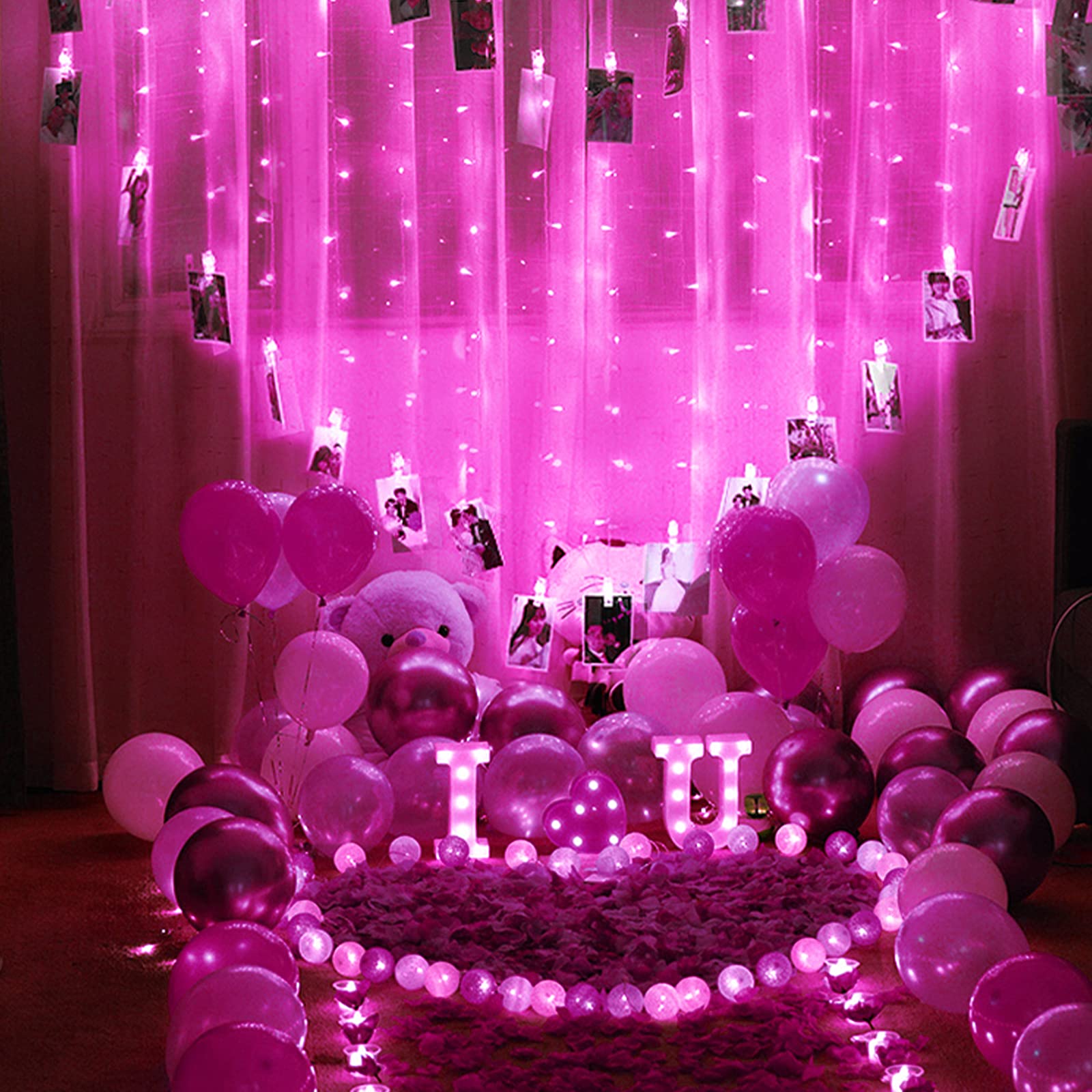 Jmexsuss Connectable 33Ft 100 Led Pink Lights For Bedroom Decor, 8 Modes Pink String Lights Clear Wire, Plug In Pink Christmas S