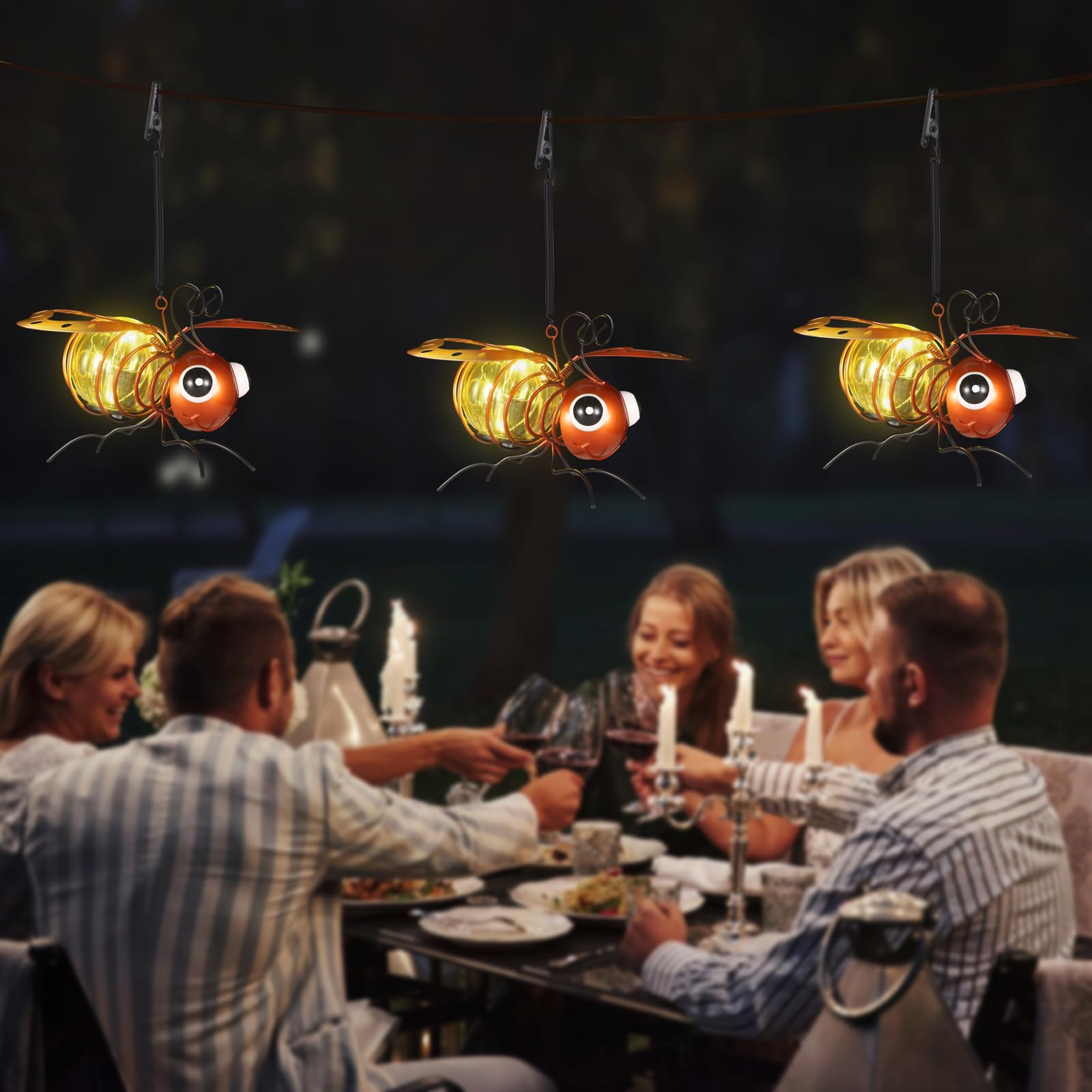 2 Pack Bee Solar Outdoor Hanging Lantern Creative Small Sculpture Lights Durable Waterproof Lamp Suitable For Festivals Garden Decor Birthday Gifts For Grandma Mom Women Girl