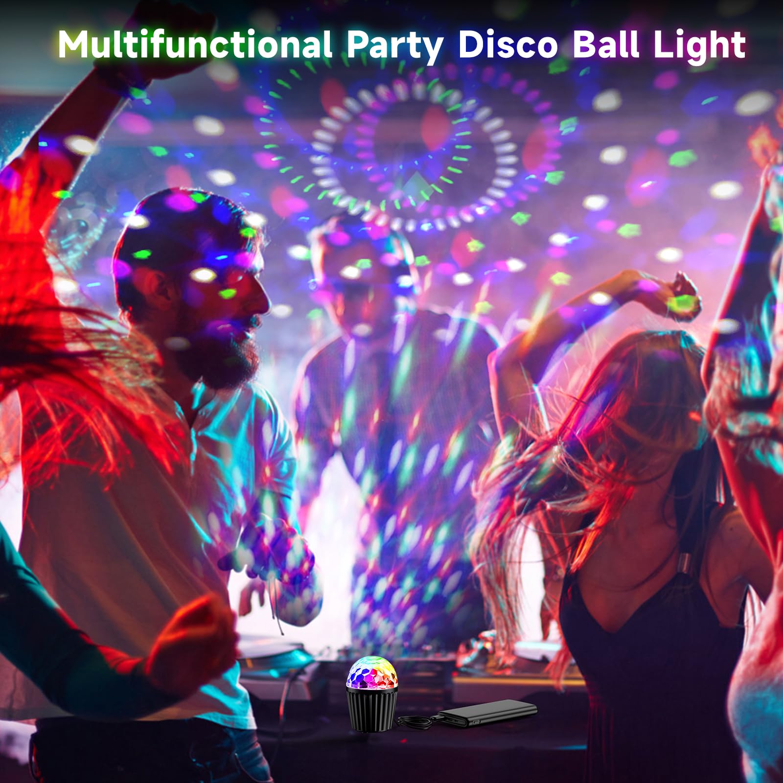 Portable Mini Disco Ball Light For Party, Rgb Dj Strobe Light With Remote Control And Usb Cable, Sound Activated Stage Lights Fo
