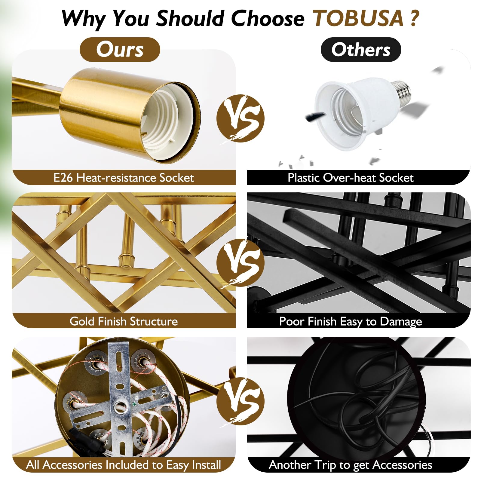 Tobusa 6-Light Gold Semi Flush Mount Ceiling Light Fixture, Modern Industrial Brushed Golden Sputnik Ceiling Light, E26 Close To