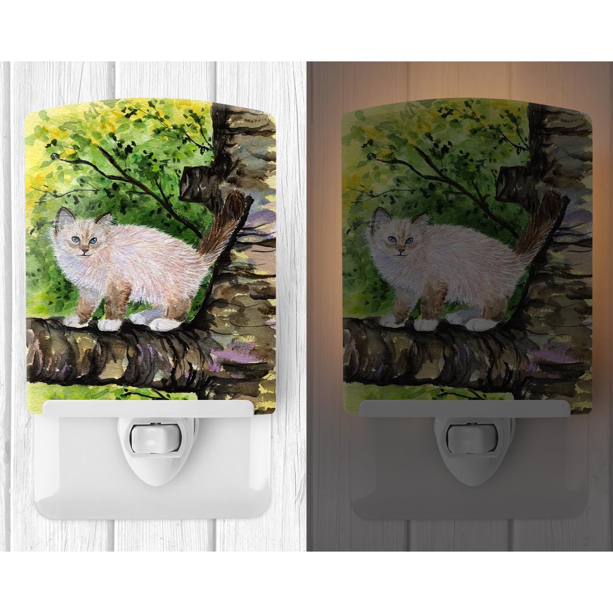 Carolines Treasures Night Light - Cat Birman, Ceramic, UL-Certified, 6x4x3in, Multicolor, Model SS8278CNL