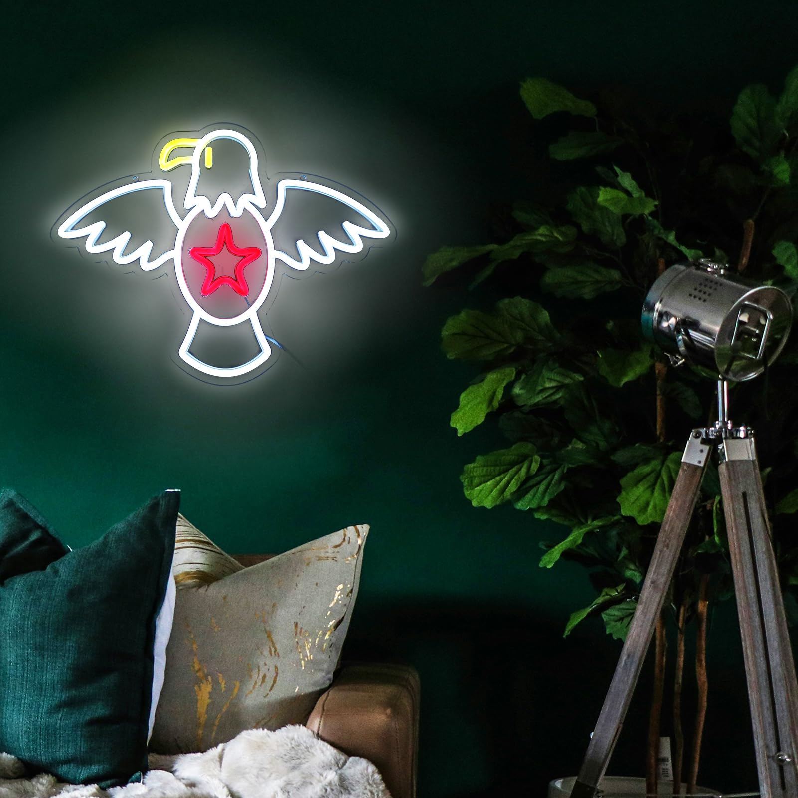 Eagle Neon Sign, Patriotic Decorations Neon Light Wall Decor for Man Cave, Bedroom, Living Room, Birthday Party Decorations Dimm