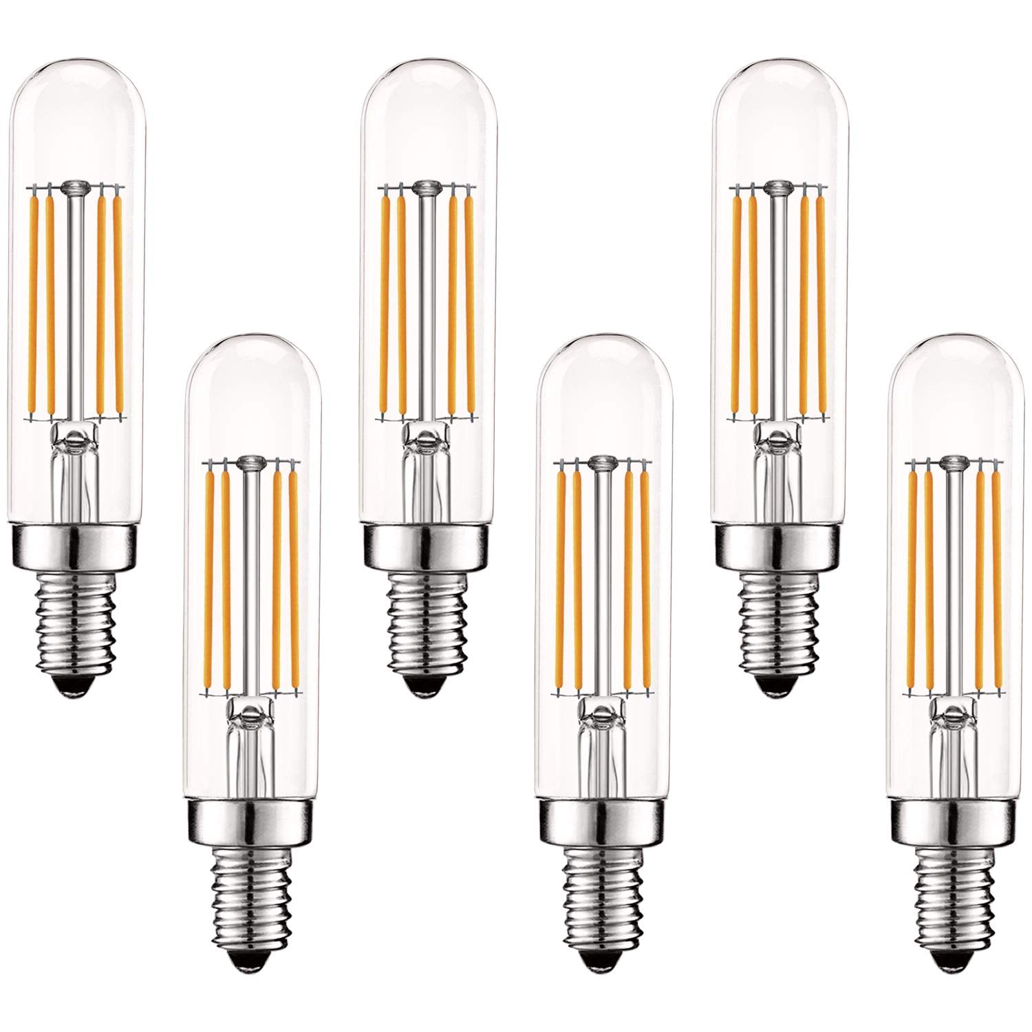 LUXRITE Vintage E12 LED Bulb 60W Equivalent T6 2700K Warm White 500 Lumens Dimmable Glass 6 Pack