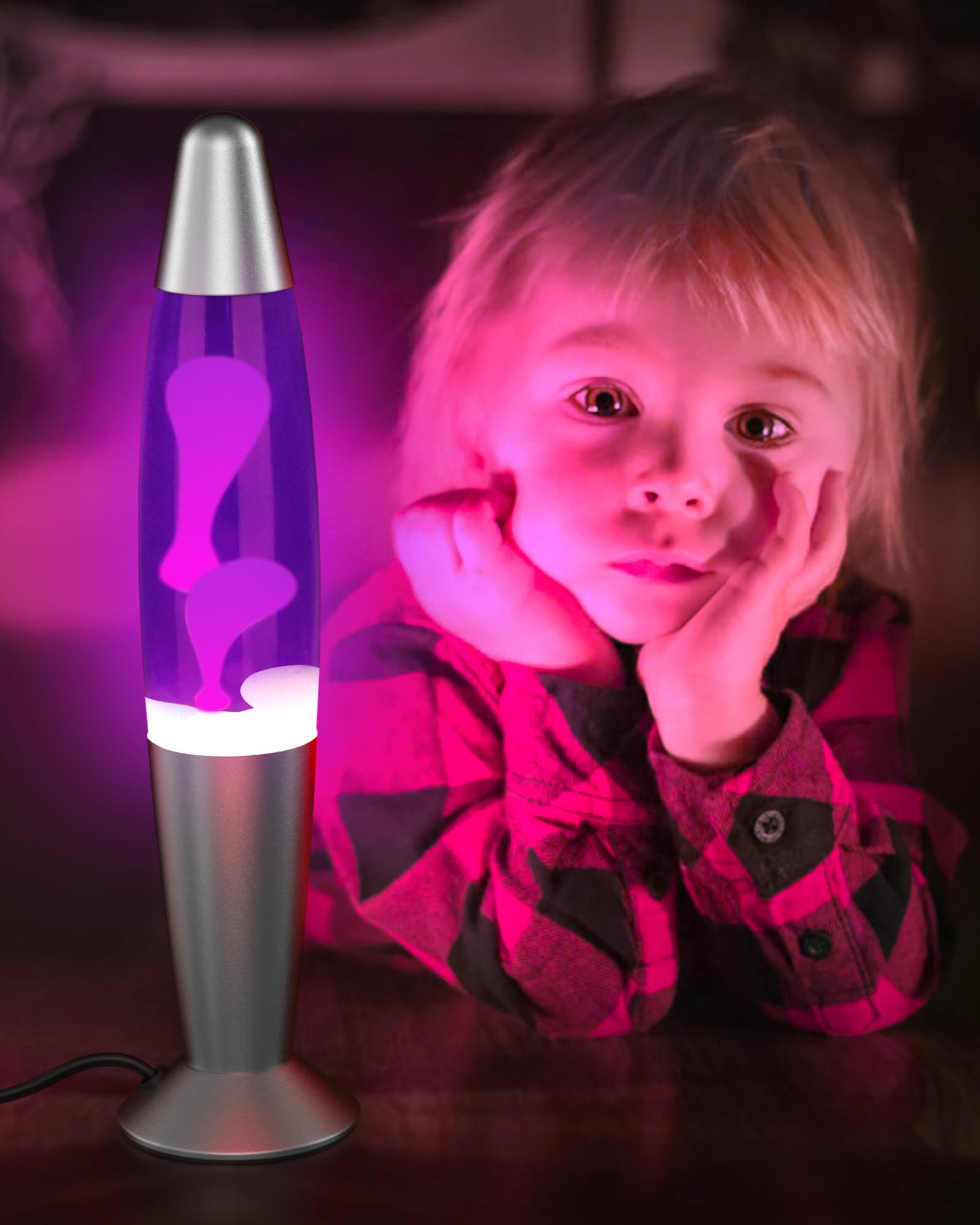 Eadaiylon Purple LED Motion Lamp for Adults and Kids, Liquid Motion Lamps with White Wax Flows, Night Light Home Room Decor, Gif