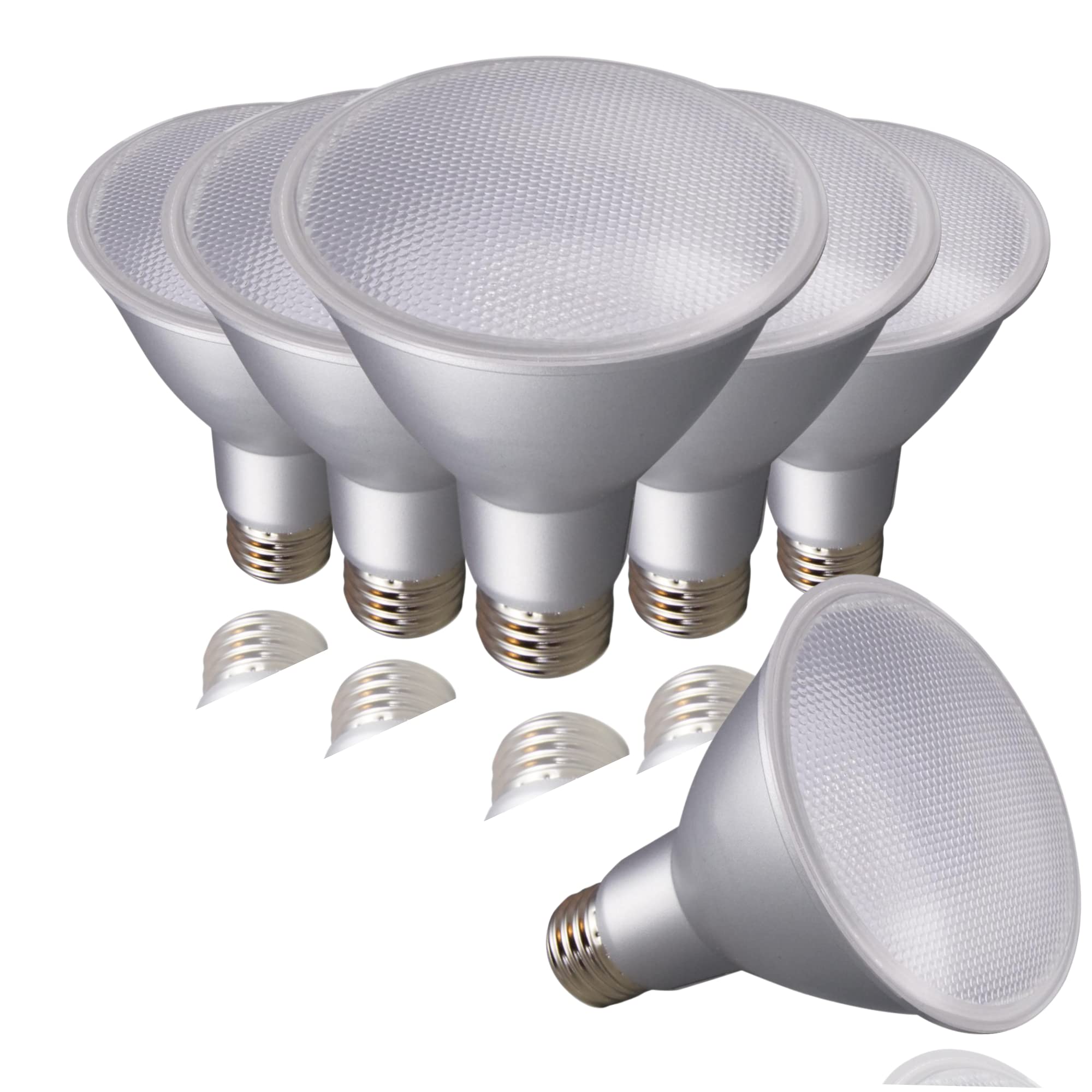 Satco PAR30LN LED Light Bulbs, 12.5W, 3000K, 1000 Lumens, 40° Beam Angle, Clear, 6 Pack