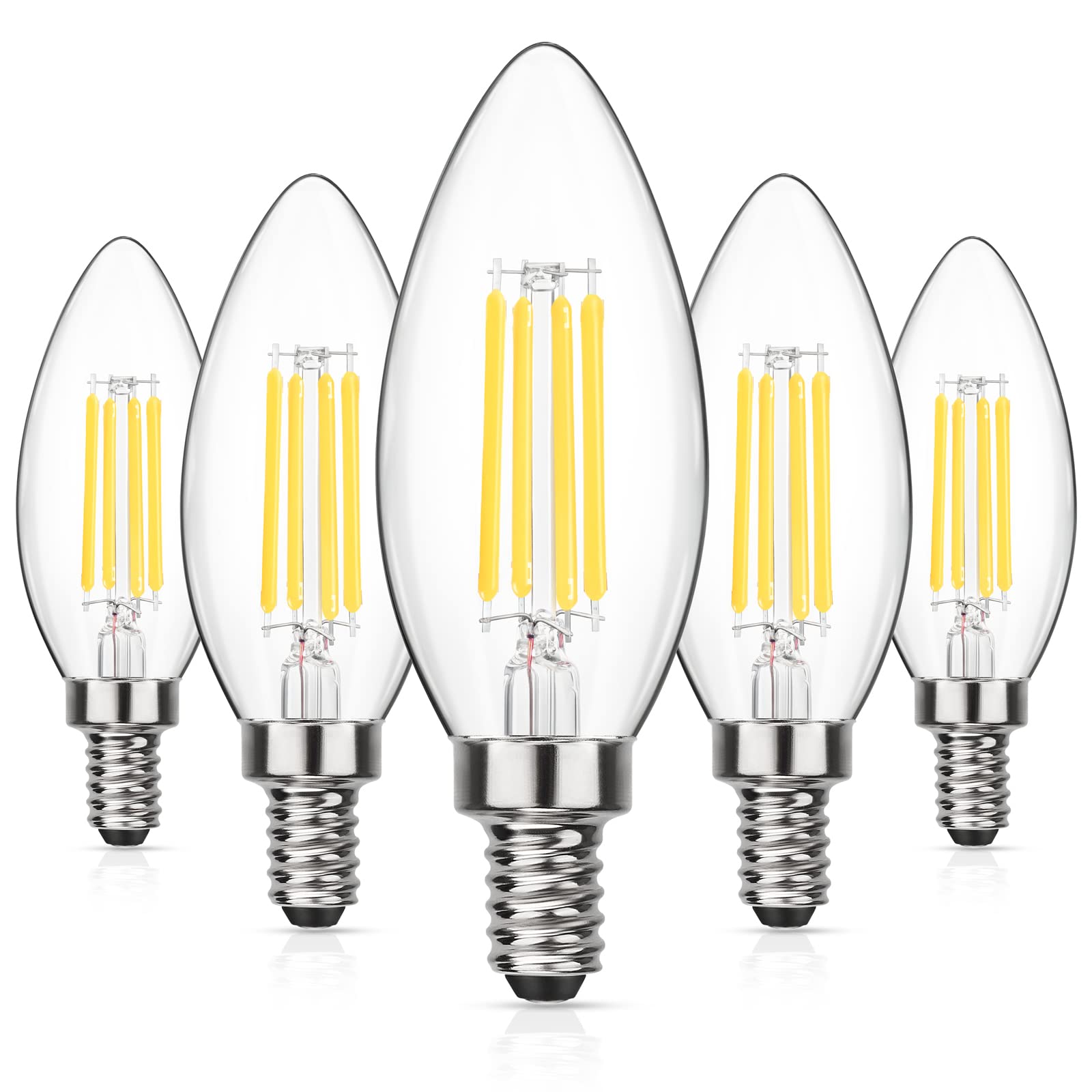Maxvolador Dimmable E12 Candelabra Led Light Bulbs 60W Equivalent, Neutral White 4000K, 600Lumens Led Chandelier Bulb, Decorativ