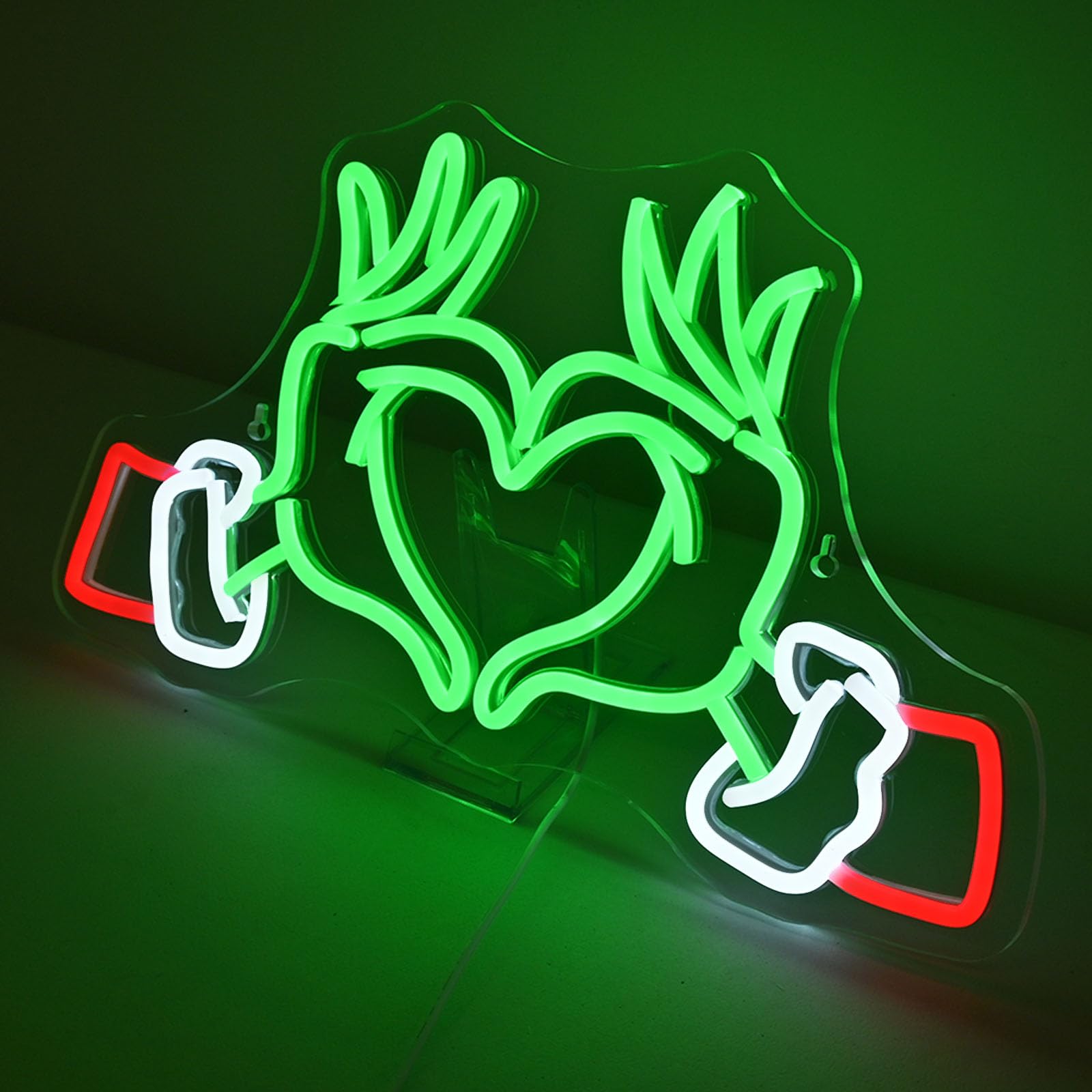 Nxyx Merry Grinchmas Neon Sign Grinch Green Hands Neon Light Grinch Ornament Wall Decor Christmas Grinch Outdoor Decor Holiday Grinchy Gift For Kids