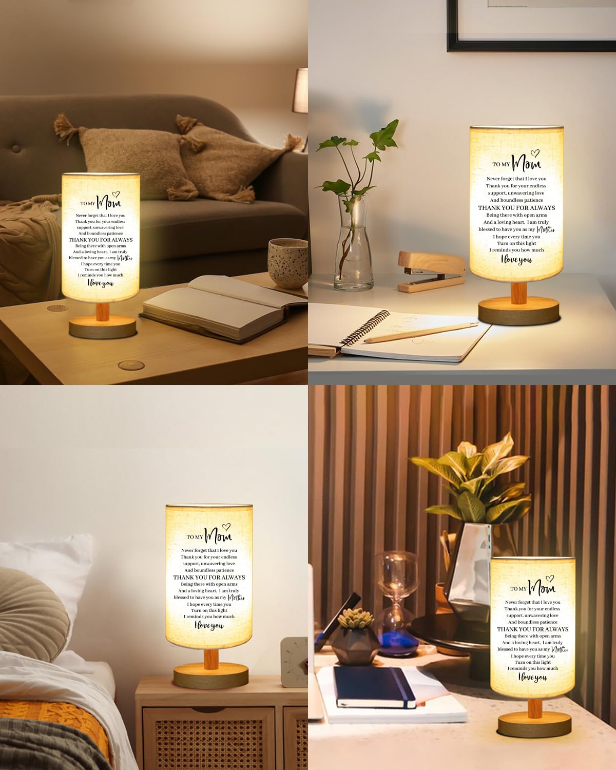 Birthday Gifts For Mom From Daughter Son, To My Mother Fabric Table Lamp, Mom Birthday Christmas Gifts From Kids, Bedside Table
