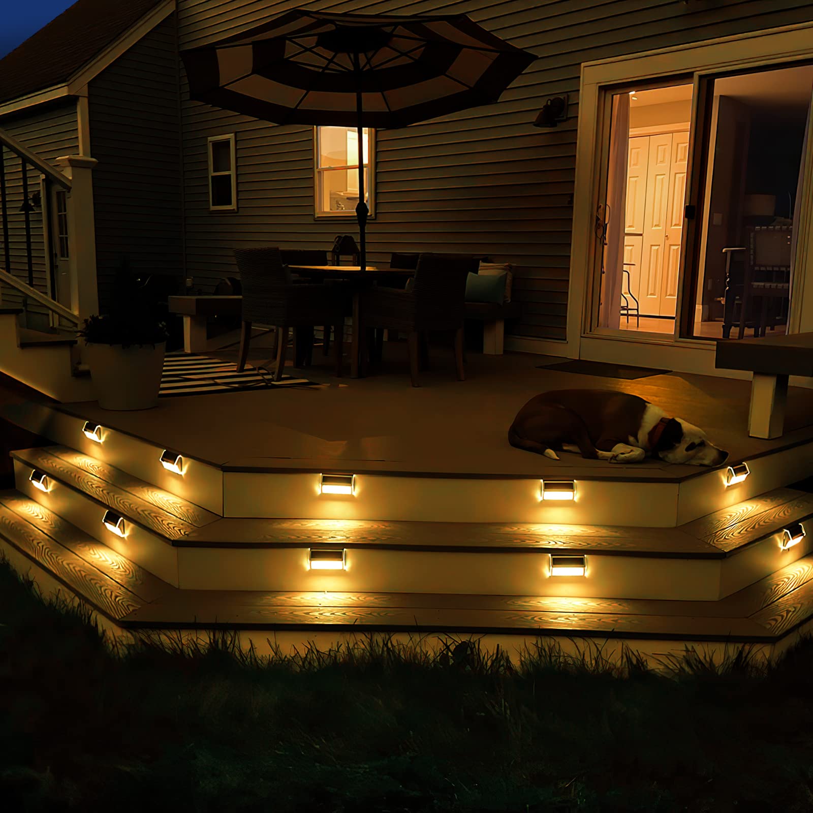 Jsot Solar Step Deck Lights - 10Pack Outdoor Waterproof Stairs Lights For Yard Garden Landscape Pool Fence Step Wall - 9 Led Bea