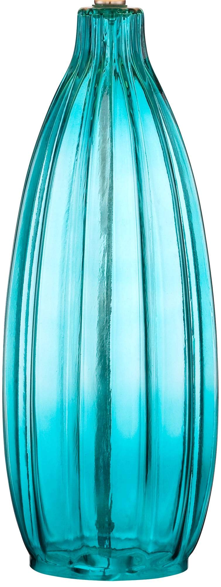 360 Lighting Modern Coastal Table Lamp - 30in Tall, Blue Glass Body, White Shade, Model 5H399