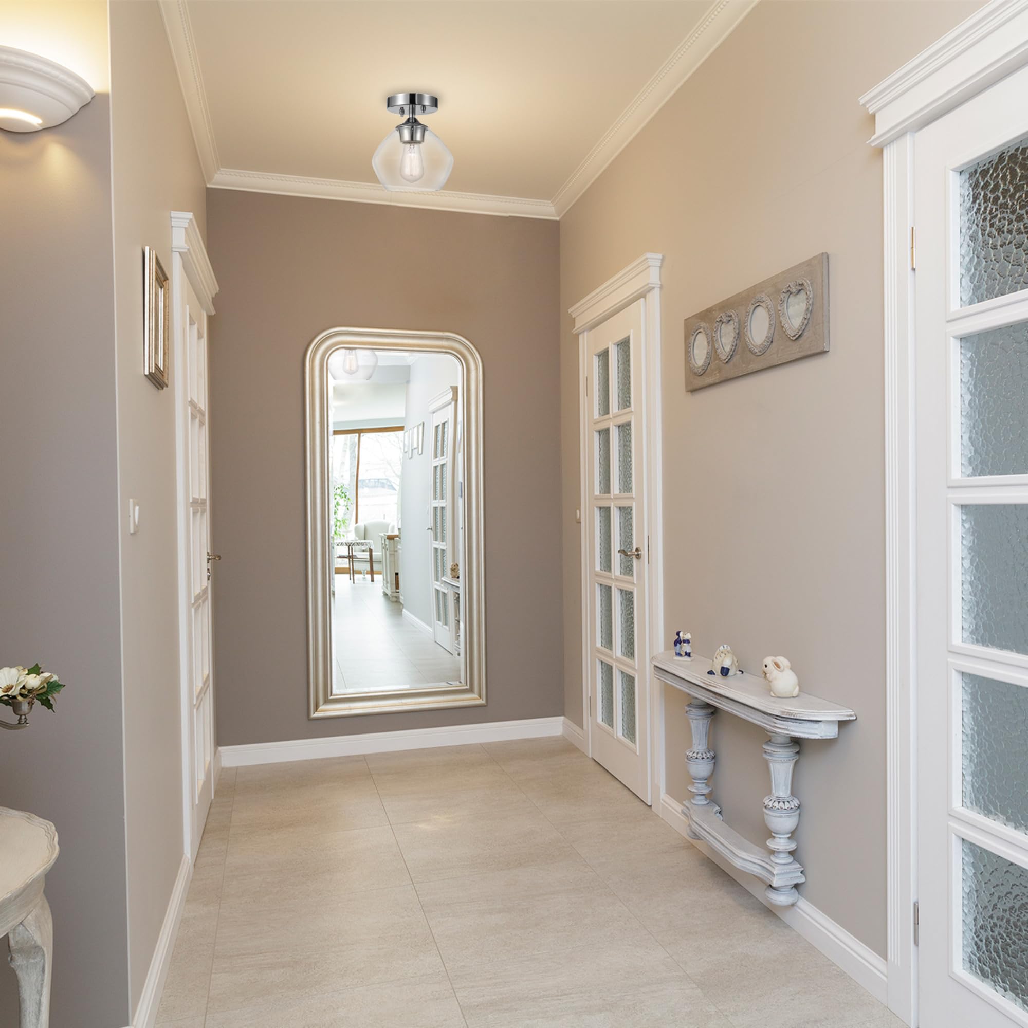 GLOBE Electric 66000080 1-Light Flush Mount Ceiling Light, Matte Black, Angular Glass Shade, Bedroom Lighting Fixtures Ceiling,