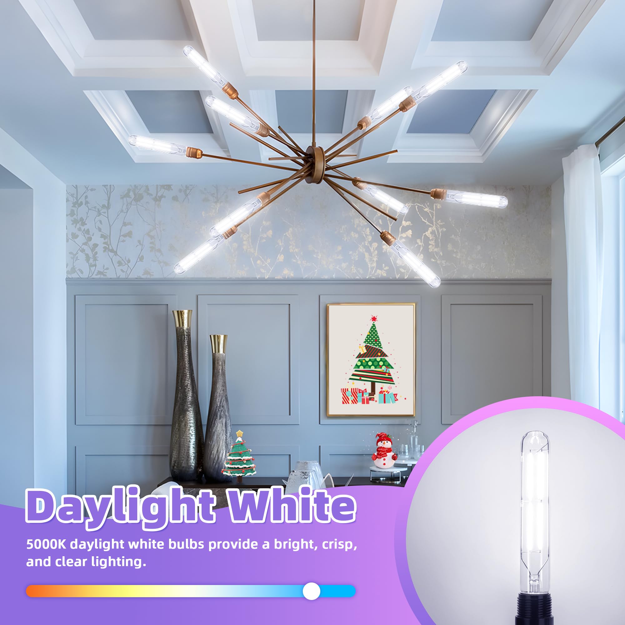 Ggoying Dimmable E26 Led Bulb 60W Equivalent, 600Lm Daylight White 5000K E26 Edison Bulbs, 6W 7.3 Inch Tubular T10 Led Bulb For