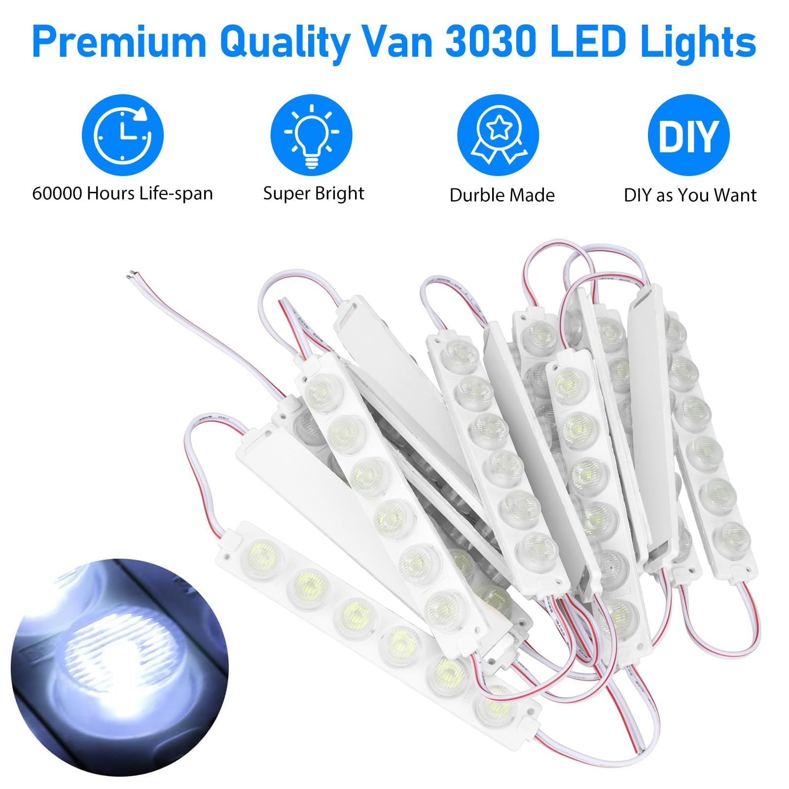 Linkstyle 12V 90 LEDs Super Bright Van Interior Ceiling Lights Kit for RV, Trailer, Boat, Truck - 15 Modules, White