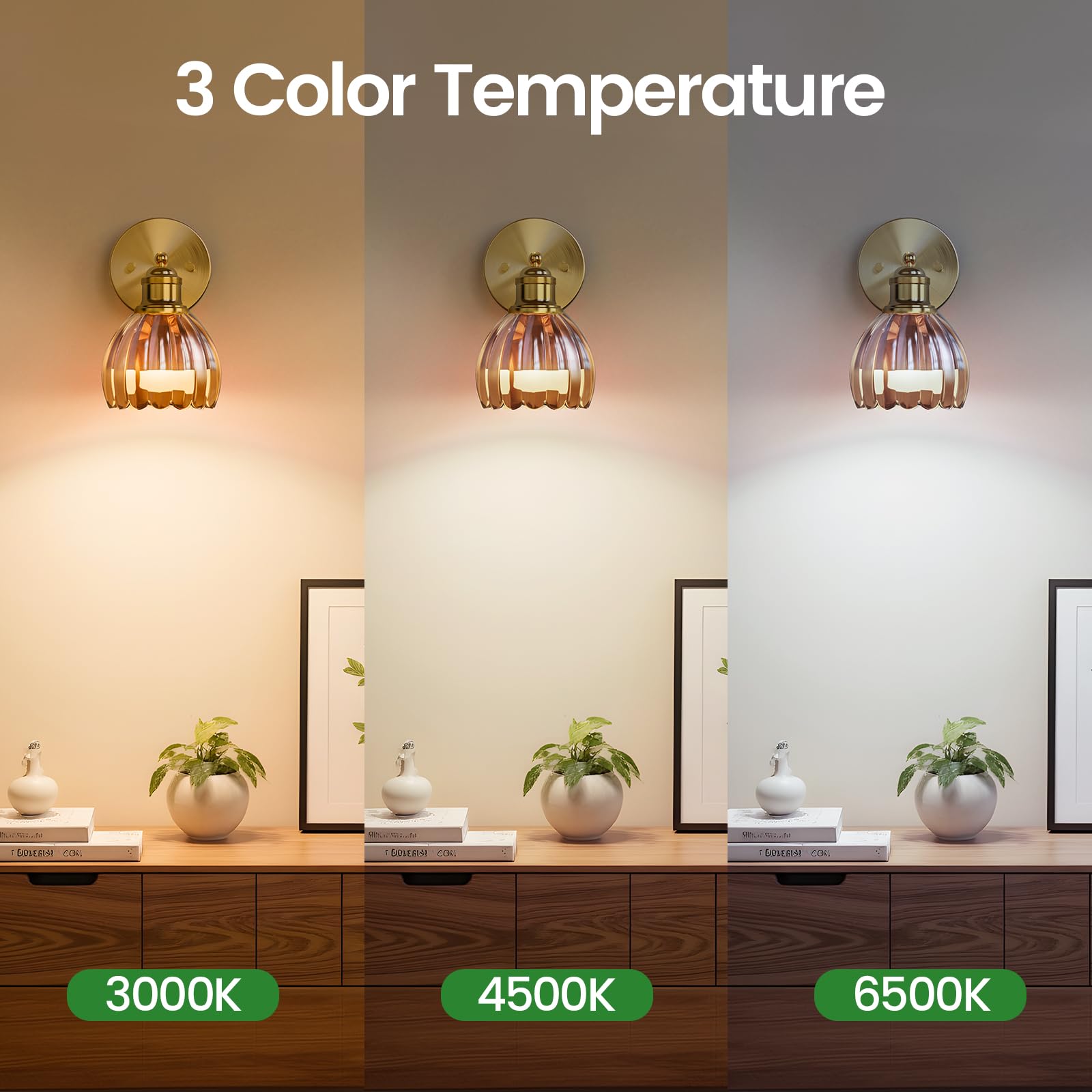 NIORSUN Battery Operated Wall Sconce Set of 2, Amber Glass Lights with Dimmable Bulbs, Remote, 5200mAh, 9 Color Options