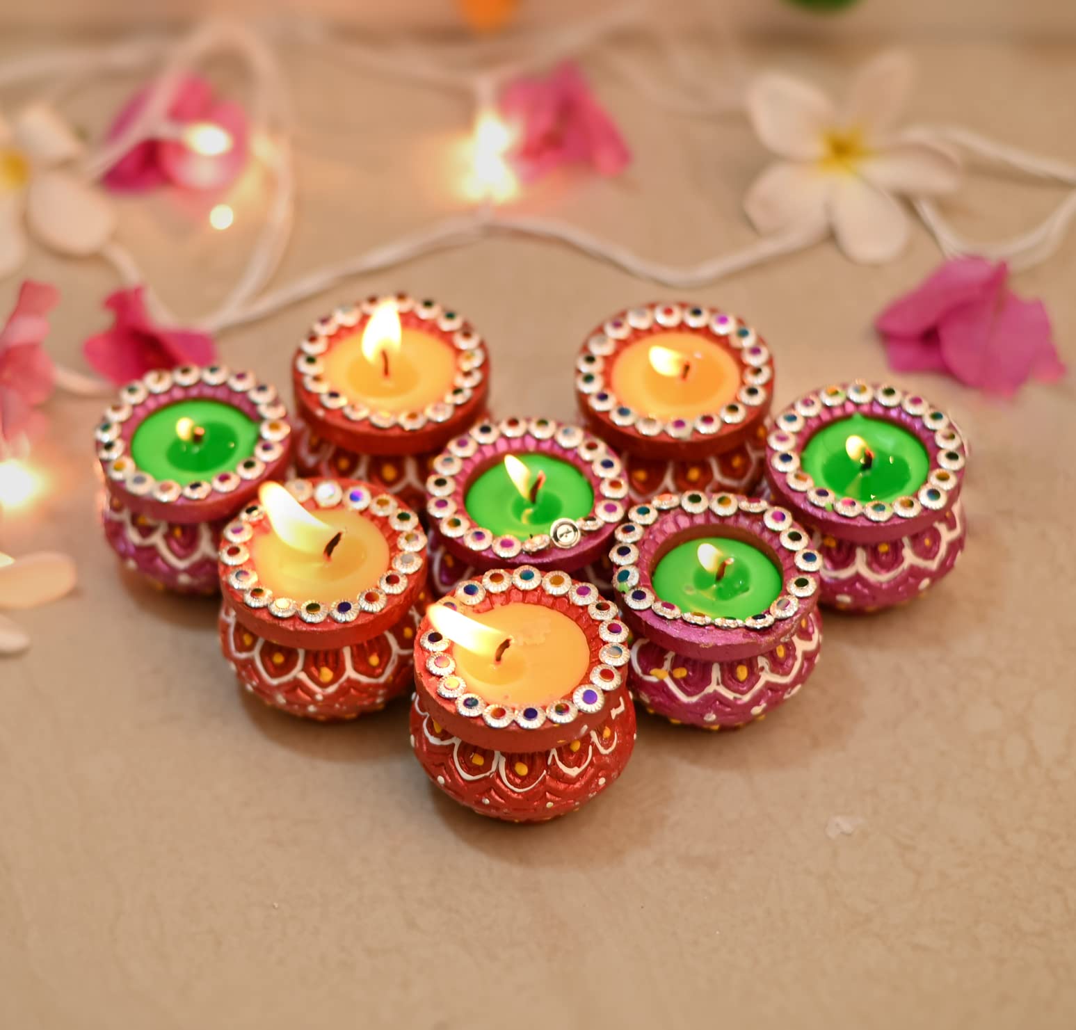 Collectible India Handmade Matki Candles Diwali Gift Set - Diwali Candles Set - Decoration Items for Home Decor - Wax Clay Candl