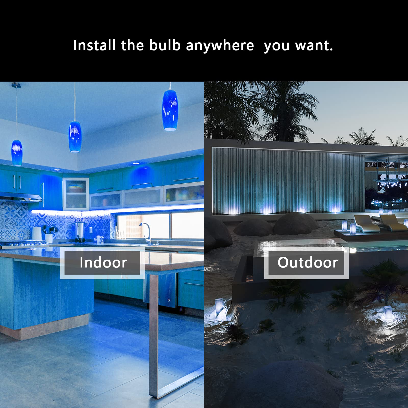 LOXYEE PAR38 Flood Light Bulb, Dimmable, E26 Base, 2 Pack, Blue, Outdoor, 20W Replace to 200W