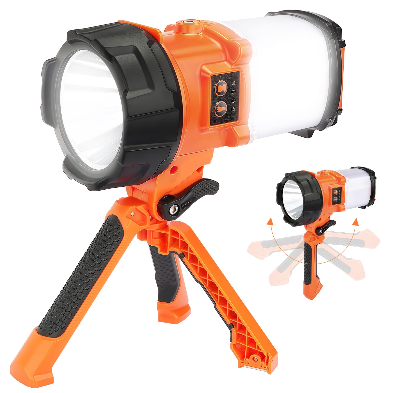 Bobkid Tripod Rechargeable Camping Lantern, 6 Modes Led Flashlight Handheld Spotlight With 4000Lm, 4400Mah Power Bank, Ipx4 Wate
