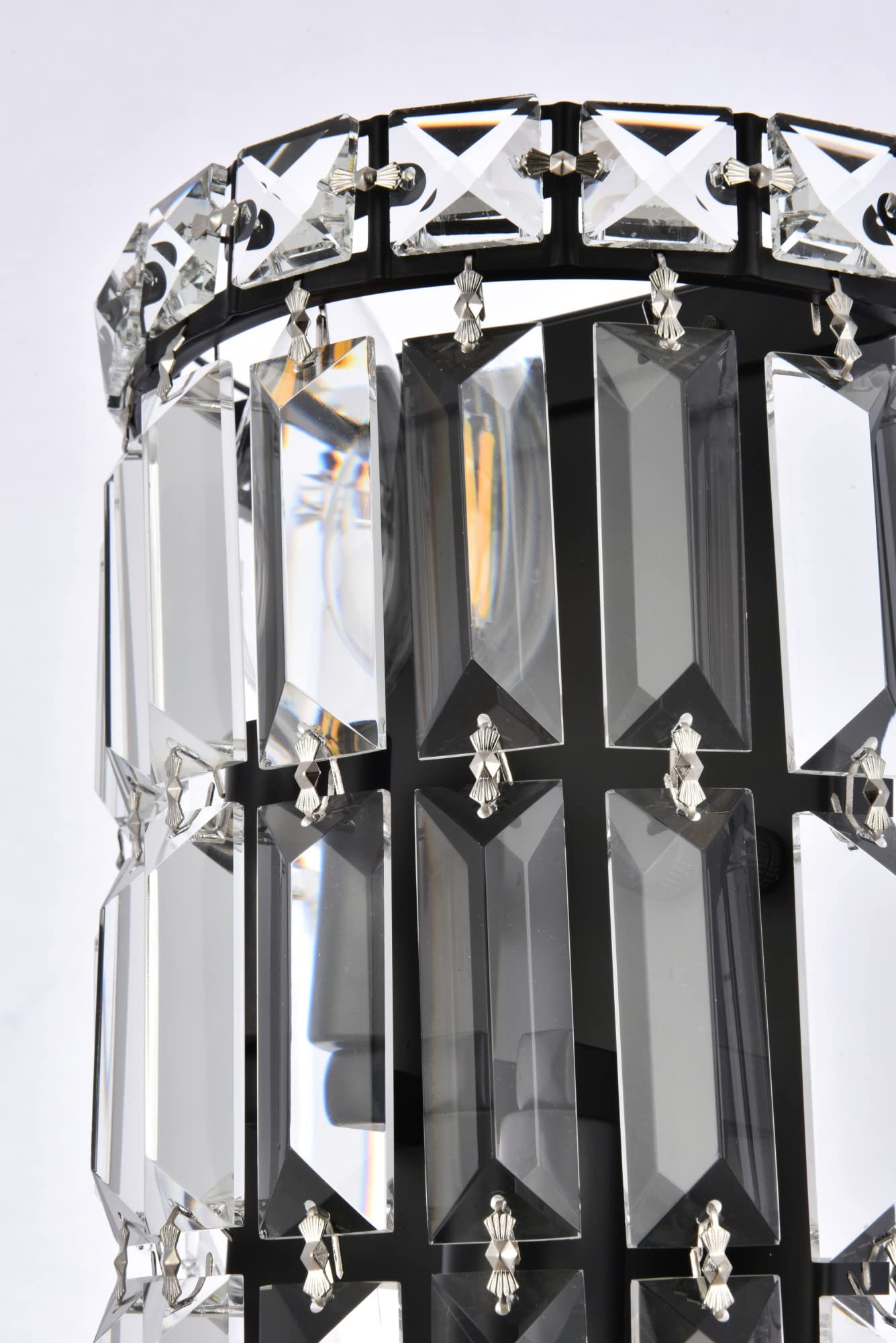 Elegant Lighting Maxime 6" Black Metal And Crystal Wall Sconce - Luxurious Home Decor