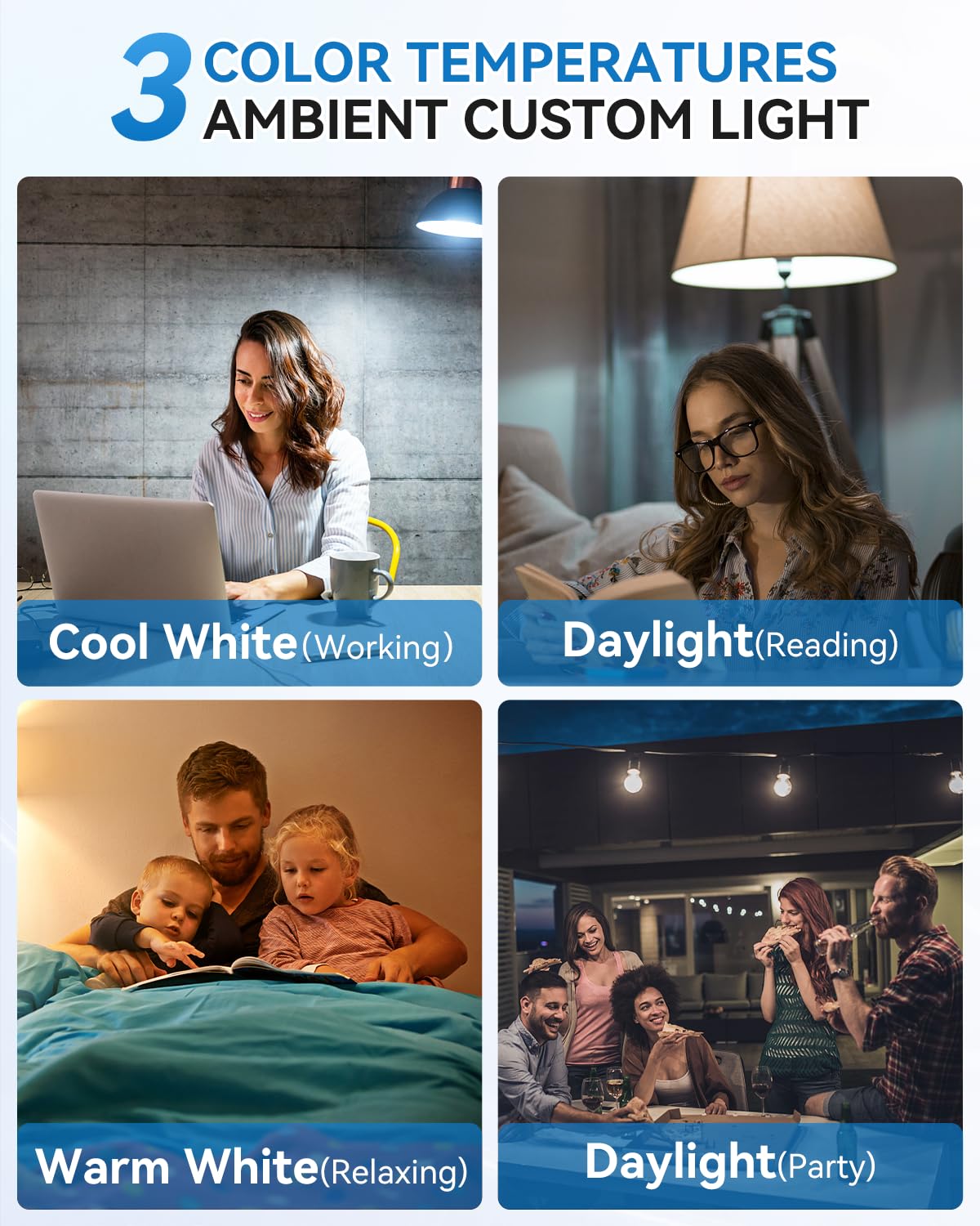 LUXKAZSAZZI WirelessGlow Rechargeable Light Bulbs, Dimmable, 3 Color Temps, A19, 2 Pack, ABS Material