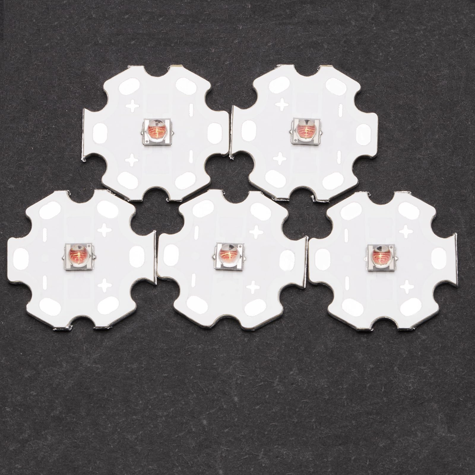 Ledguhon 5Pcs 3W 620Nm Red 3535 Smd High Power Led Chip With Aluminum Plate 20Mm Star Pcb Base Heat Sink For Growing Light(60Deg