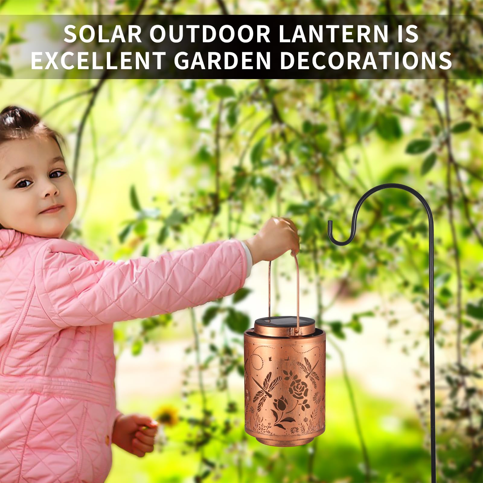 Solar Outdoor Lanterns, Dragonfly Garden Decor Led Light Hanging Waterproof Solar Metal Lantern Birthday Gifts For Women Mon Grandma Sunflower Solar Lights Outdoor Decoration For Patio Pathway Yard