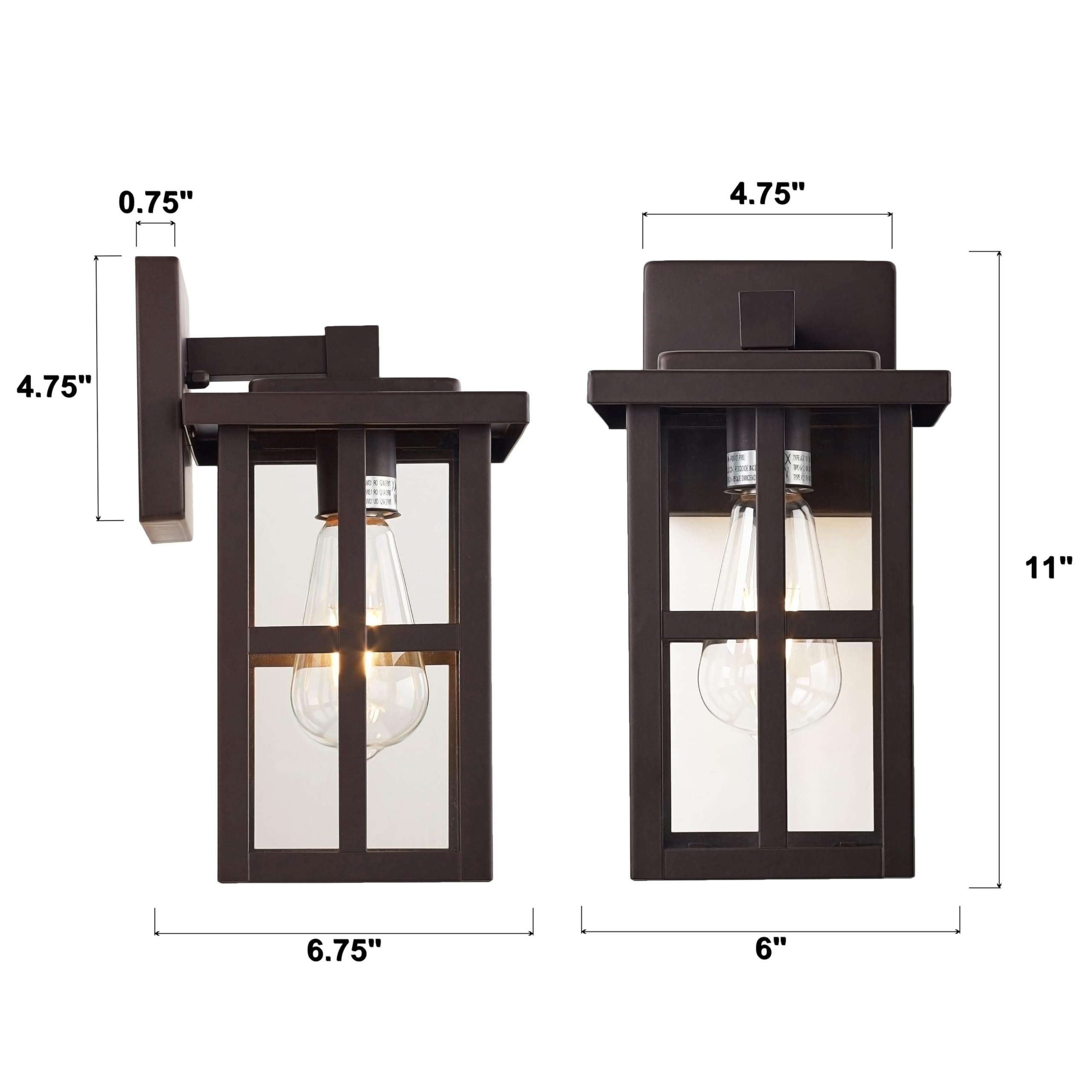 MICSIU Outdoor Wall Lantern, 11" Oil Rubbed Bronze, Waterproof Clear Glass, Wall Mount for House, Garage, Porch, Model 700207-210