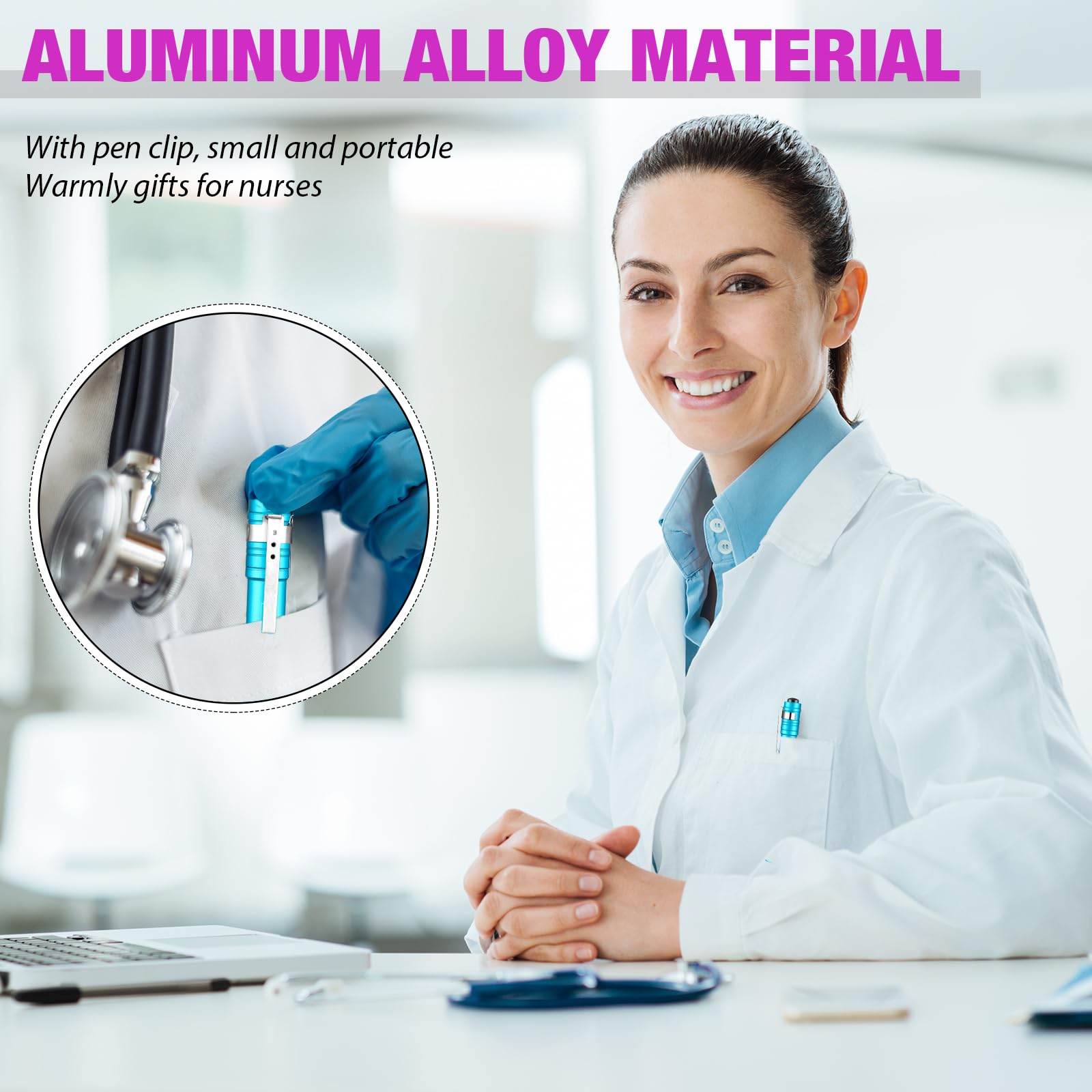 Rossesay 24 Pack Mini Pen Flashlights Bulk LED Pen Lights Aluminum Pocket Flashlights with Clips Small Handheld Torches Gifts fo