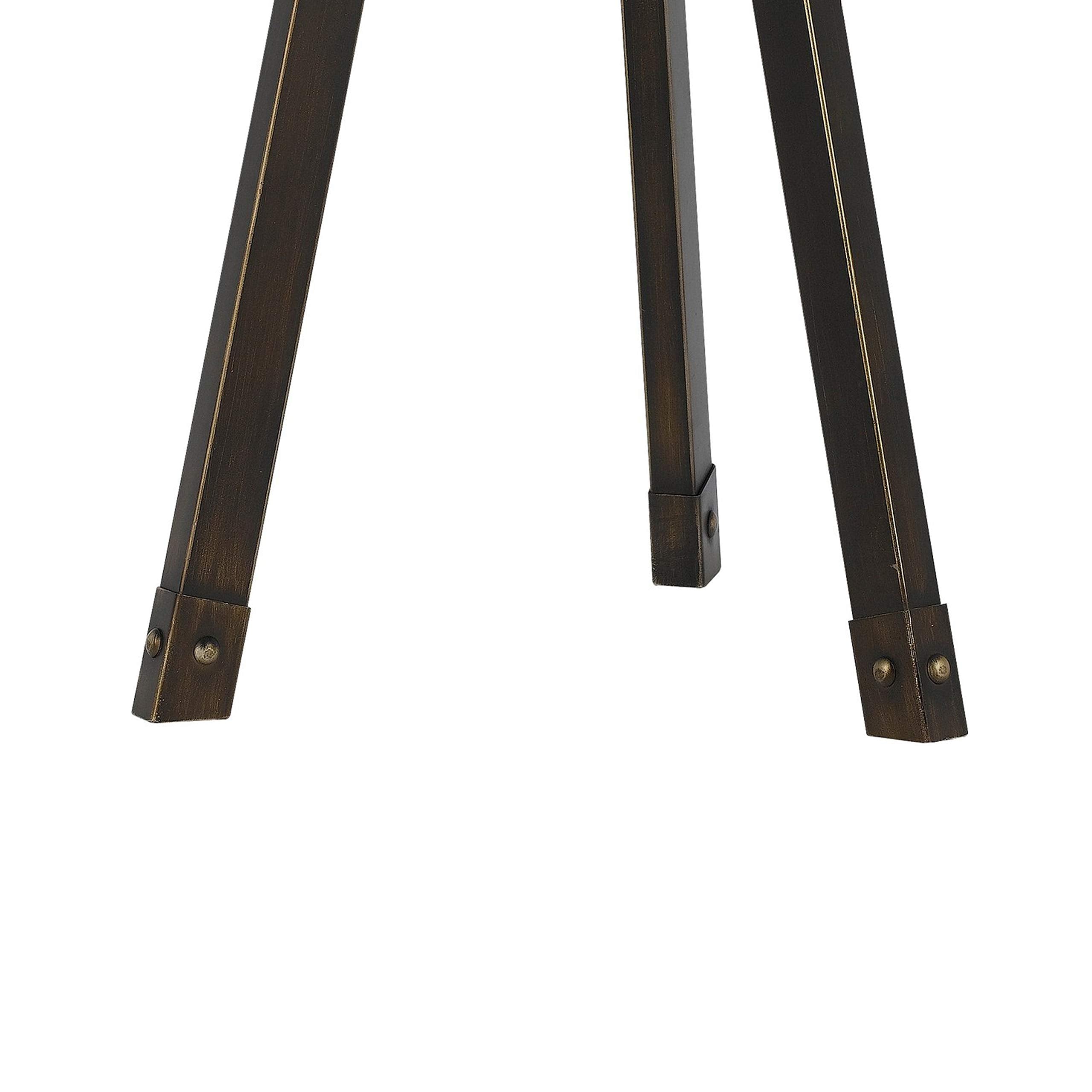 Benjara Metal Tripod Base Table Lamp With Fabric Drum Shade, Bronze And Beige