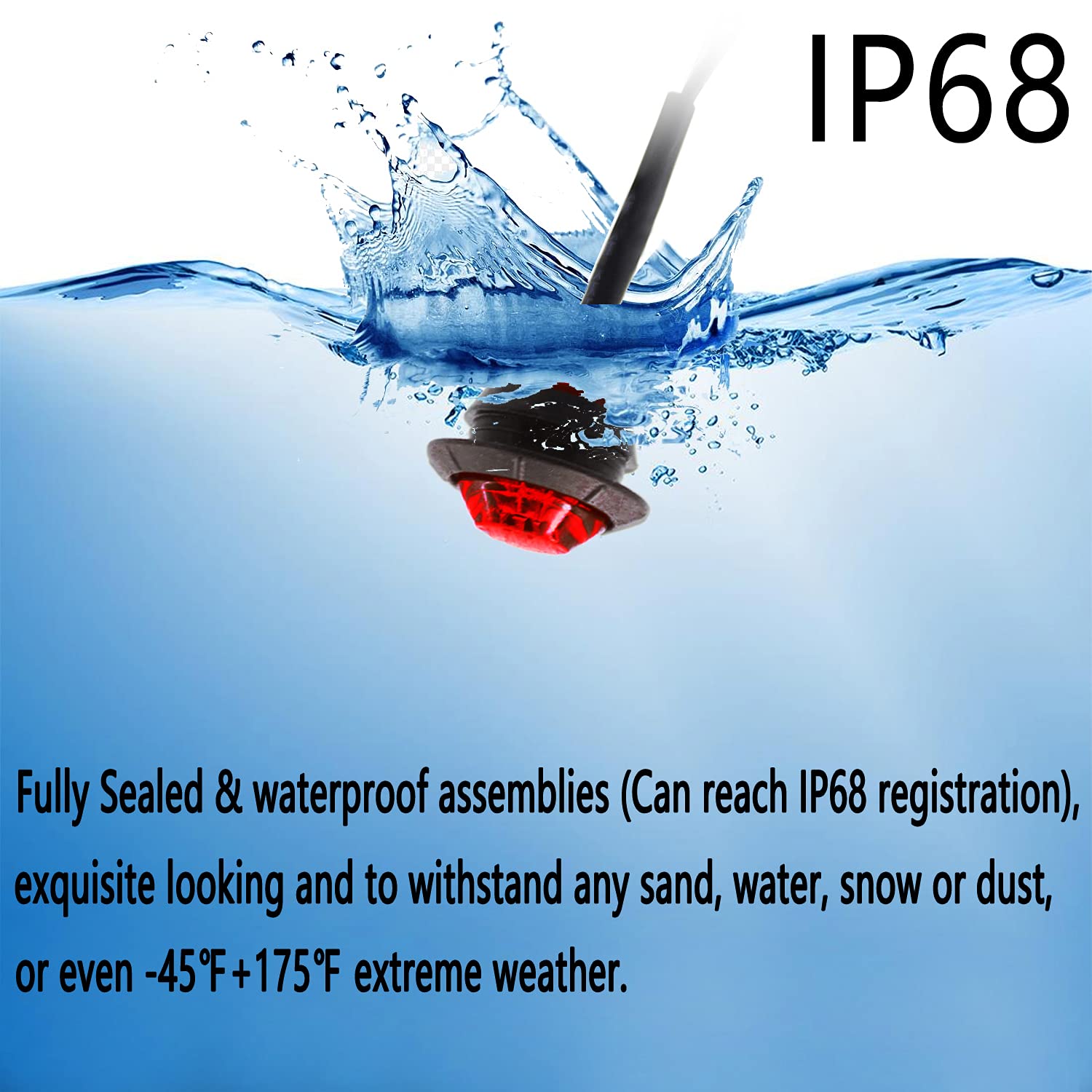 KEING 10 Pack Red LED Side Marker Lights for Truck Trailer RV Boat - 3/4 Inch Clearance Lights, 5 Year Warranty