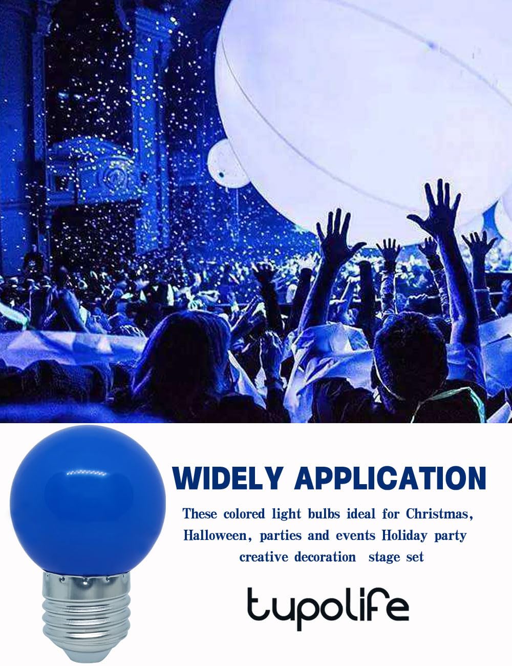 Tupolife Dc 12 Volt Light Bulb  Low Voltage Led Bulbs  Blue 1W G14 G45 Mini Globe E26 Colored Night Lights  10W Equivalent For Christmas Halloween Holiday String Fairy Mood Lights Decor  5 Pack