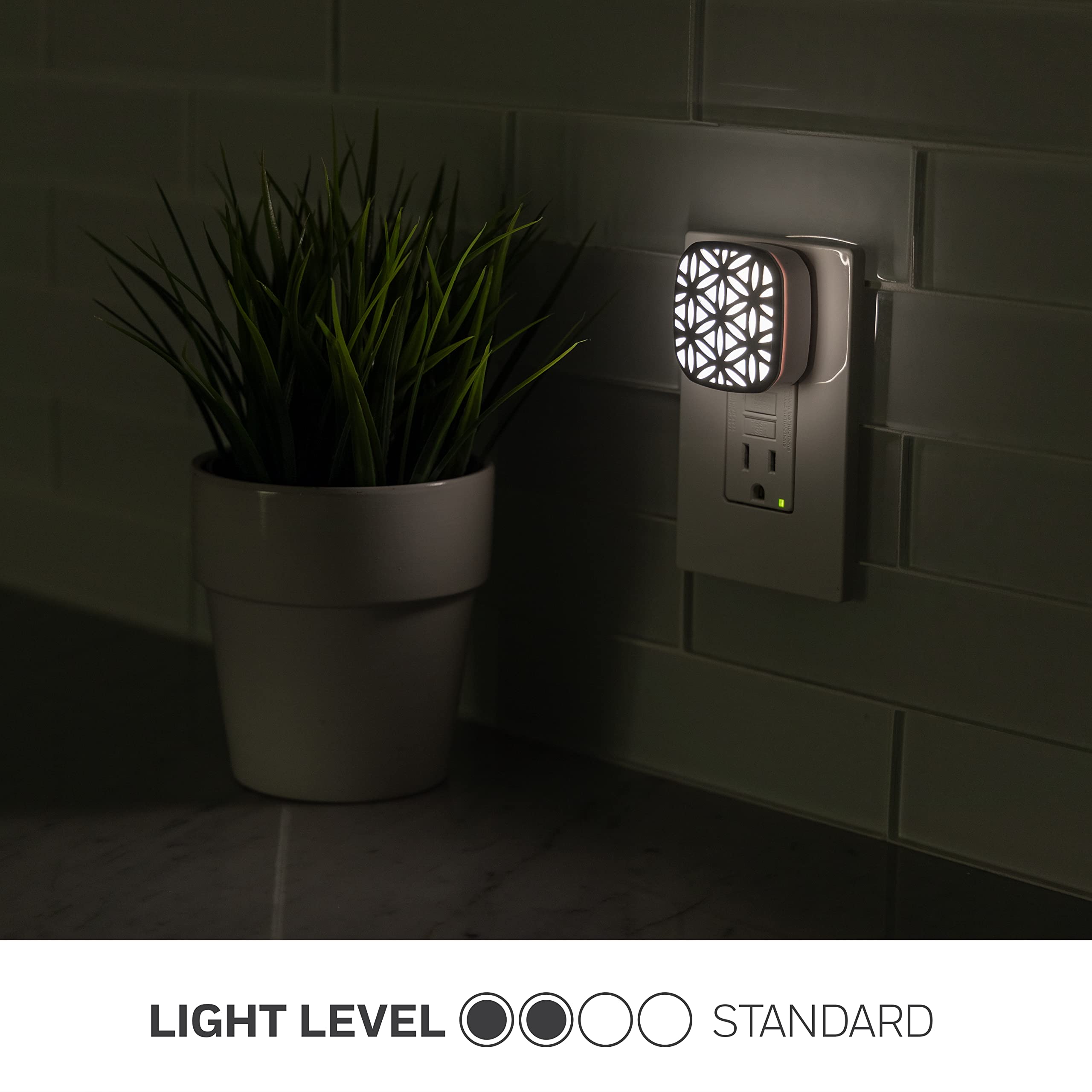 Lights By Night LED Night Light, Brushed Nickel, Dusk to Dawn Sensor, 2 Pack, Model 54744, Ideal for Bedroom, Bathroom, Kitchen, Hallway