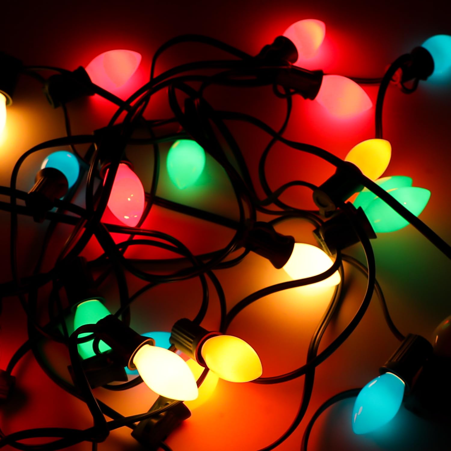 Pasuto C9 Multicolor Christmas Lights - Waterproof Outdoor And Indoor Christmas Tree Lights Ul Certified With 25 Lights With 1 E