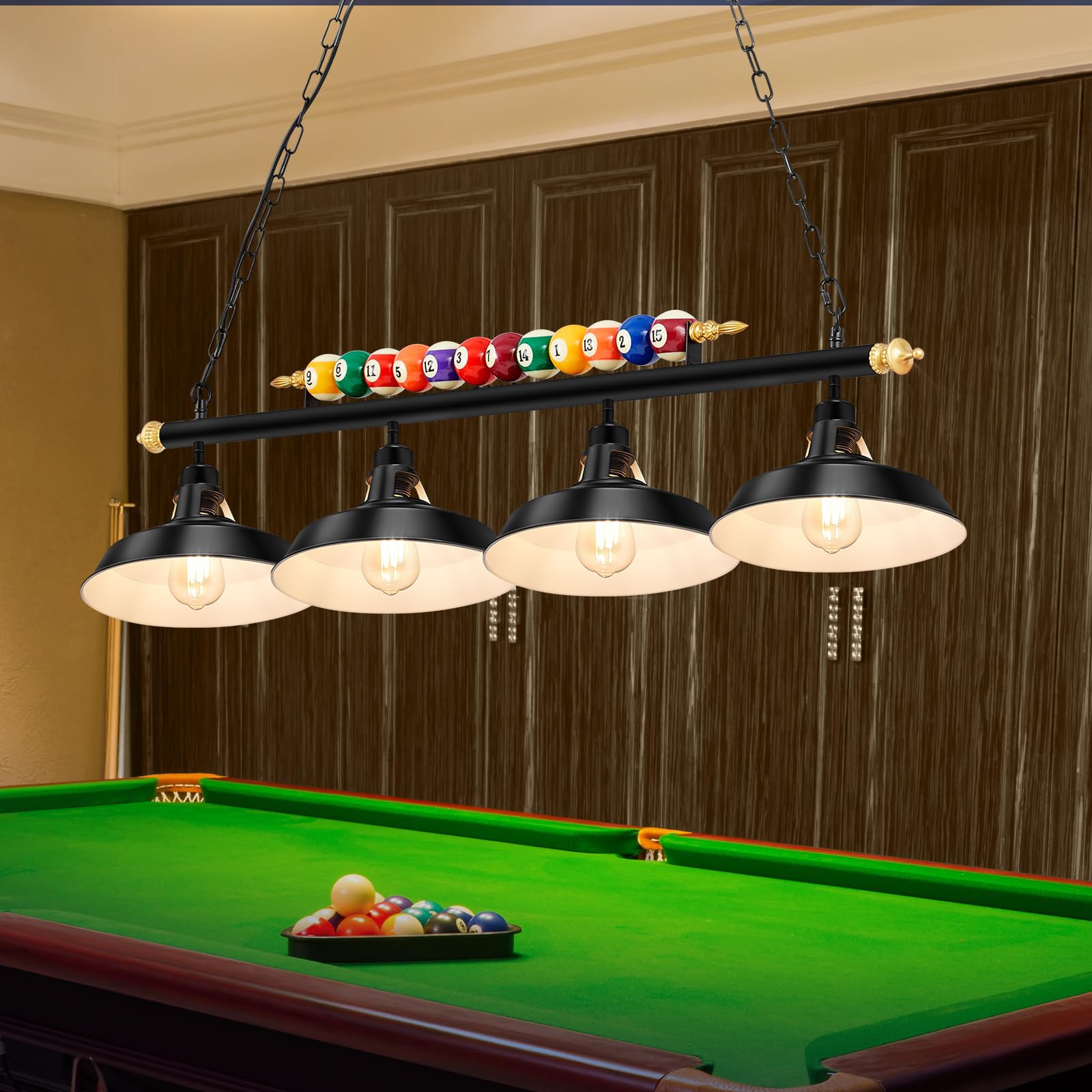 Rossesay Adjustable Pool Table Lights For 7'-8' Table Billiard Light Hanging Pool Table Light Fixture Lighting Pendant Lamp With