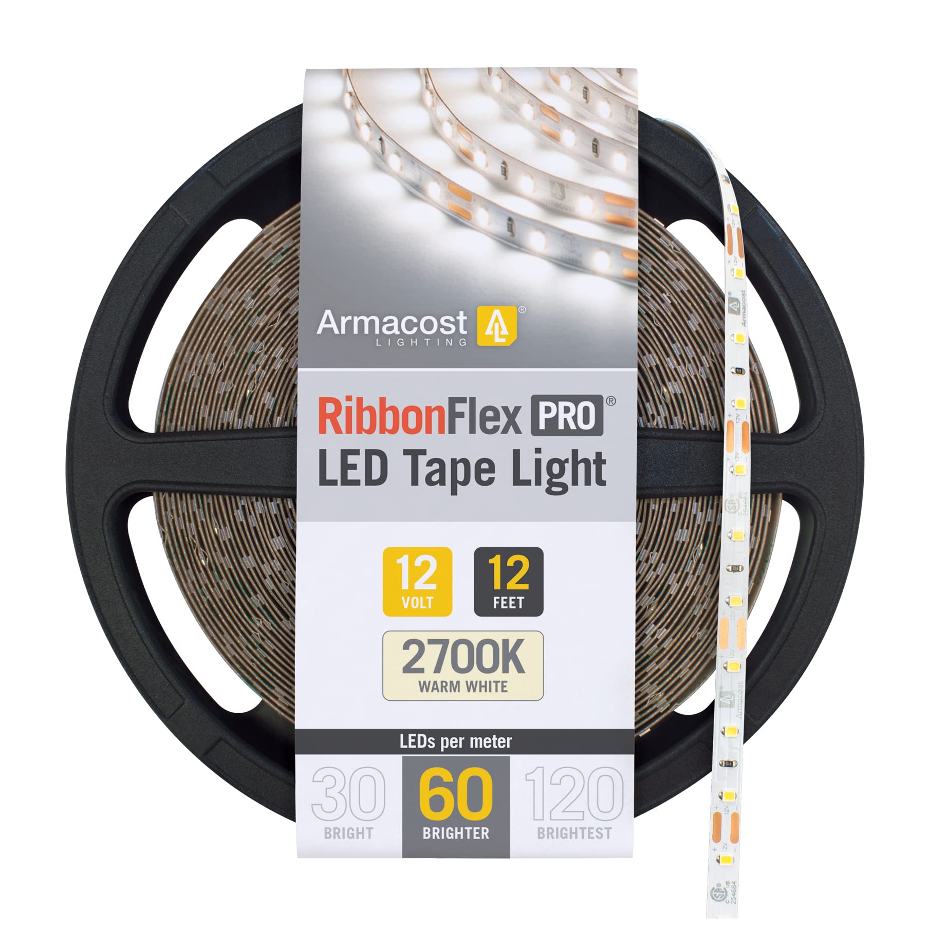 Armacost Lighting LED Strip Light 12ft Soft White 2700K, Copper, Model 132220