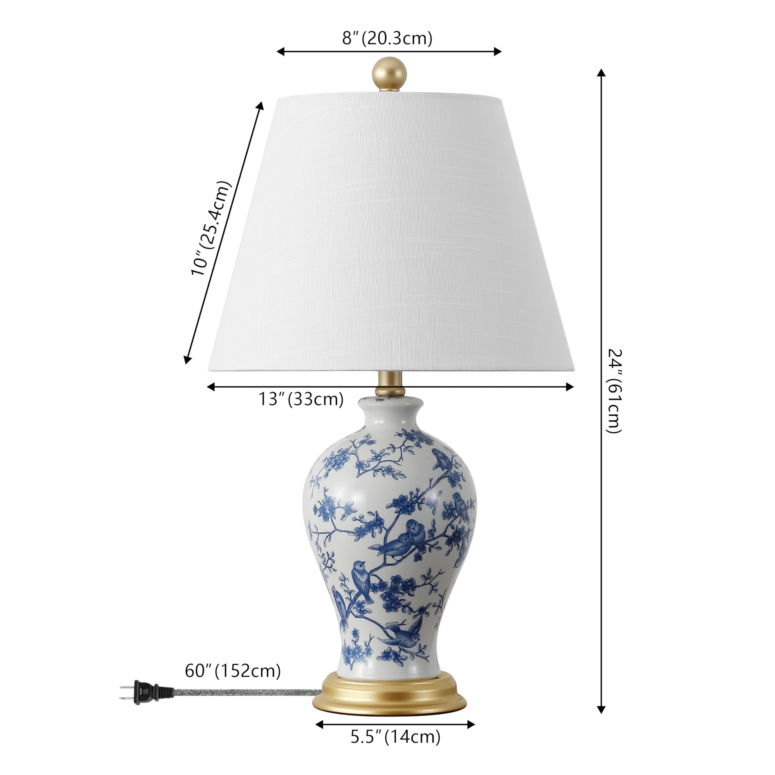 Jonathan Y Jyl3009B Grace 24'' Floral Classic Led Table Lamp Cottage Traditional Bedside Desk Nightstand Lamp For Bedroom Living