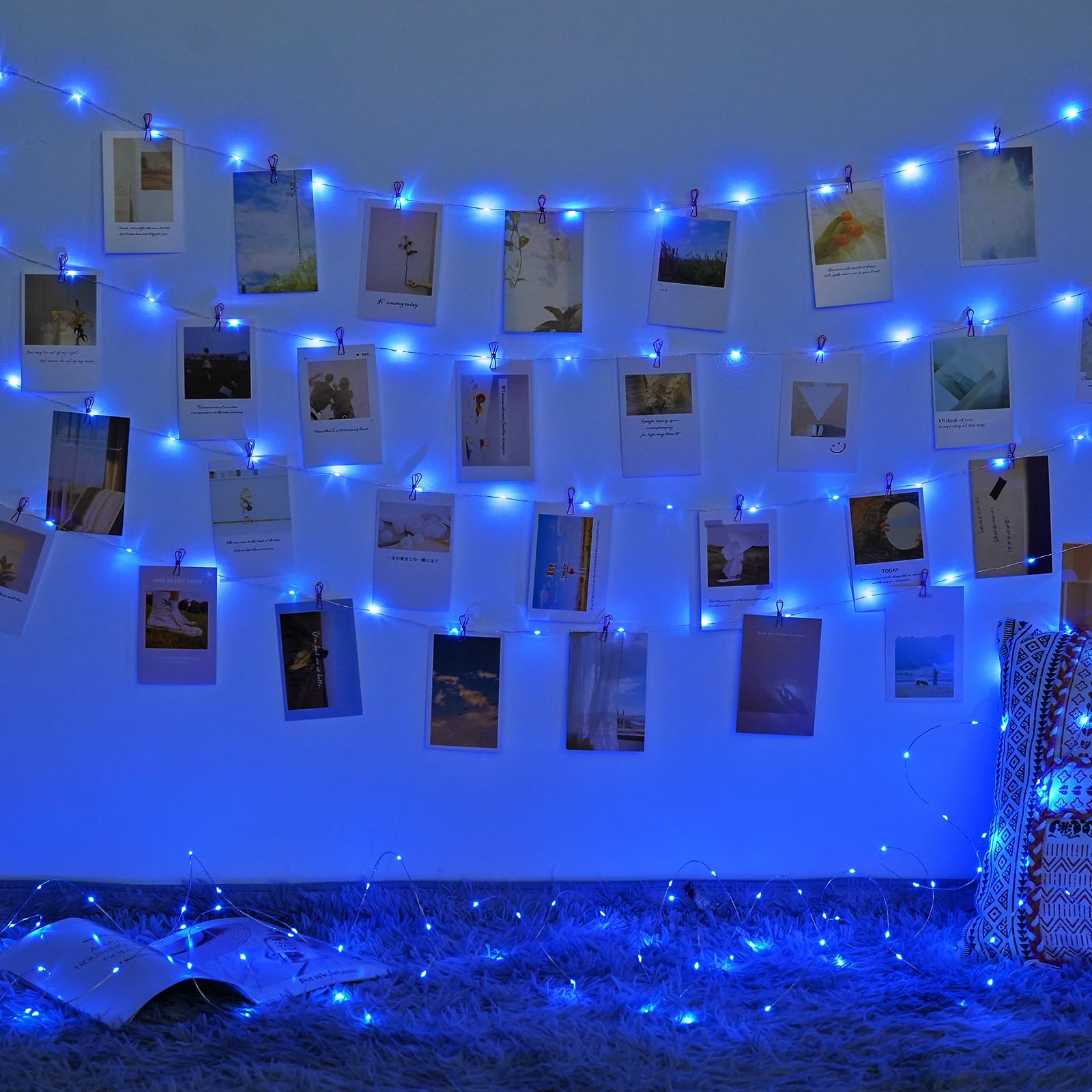 JMEXSUSS 200 LED Blue Fairy Lights, 66ft Waterproof Christmas Twinkle Lights, Model JMF-S-0200