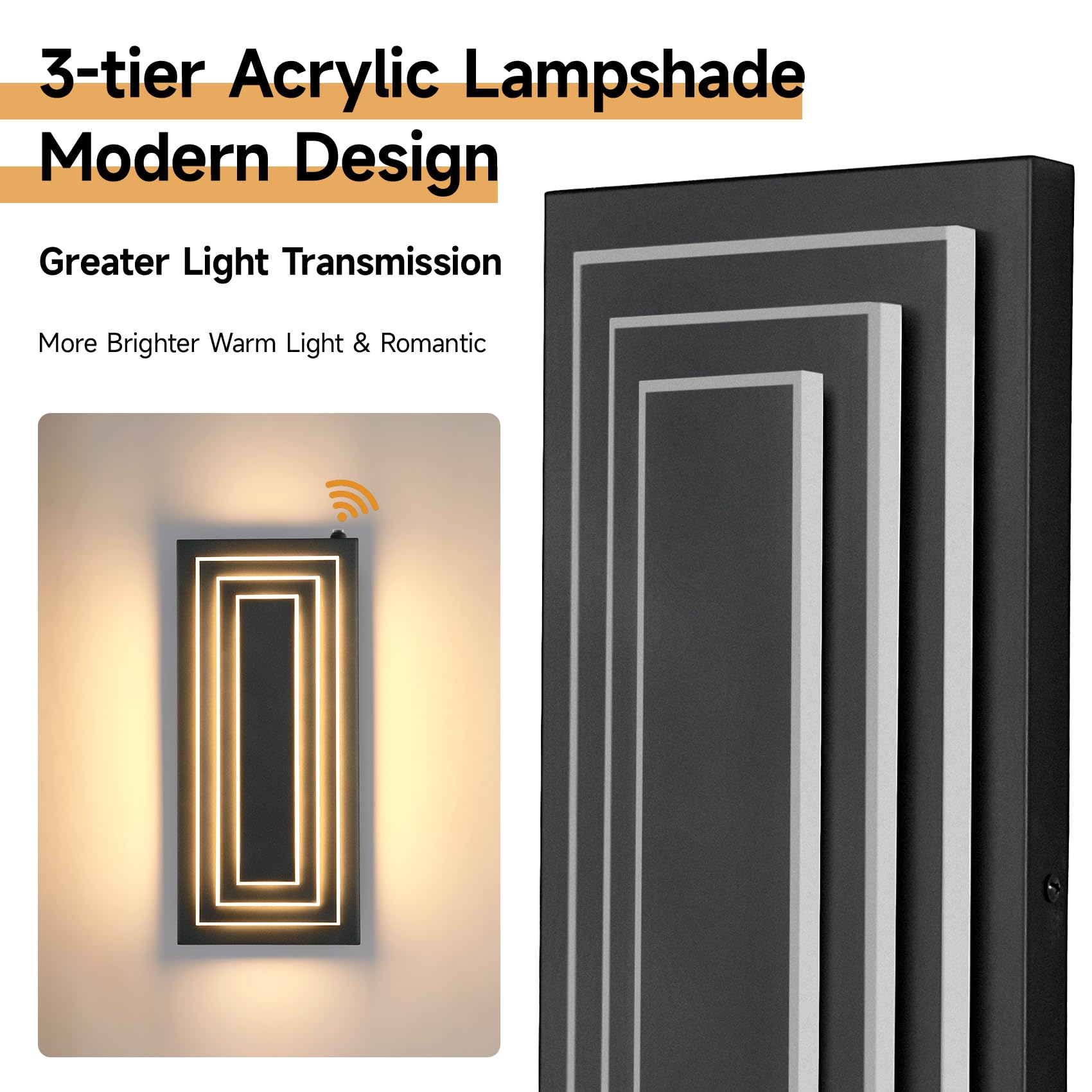 ZSMAIKU Outdoor Wall Light Fixture, 36W LED, 23.6IN Waterproof Sconce, Modern Black Design, Model MK-108-GY60H-3C-1