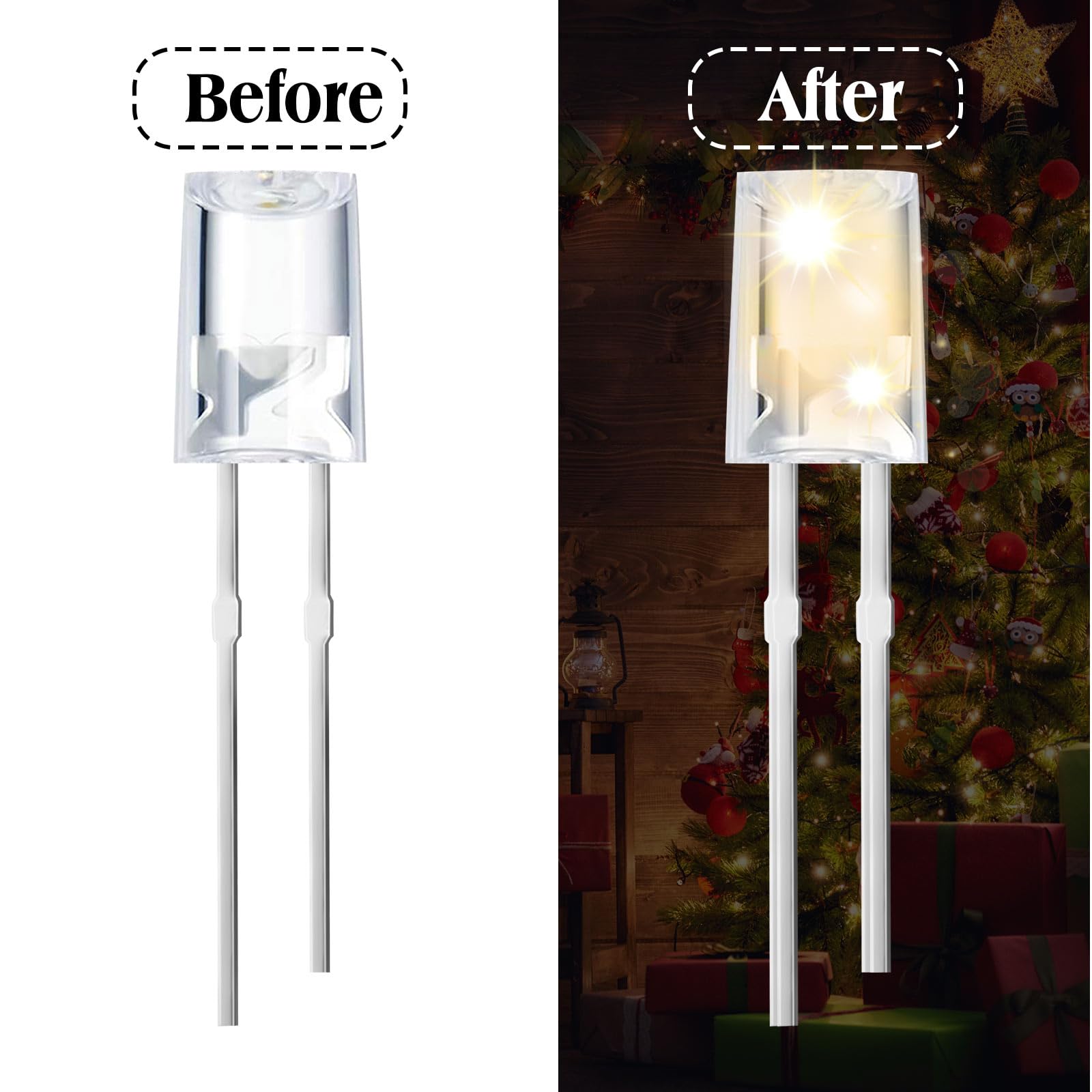 Honoson LED String Light Replacement Bulbs, 3mm, 3V, Warm White, Energy Efficient, 120 Pcs for Outdoor Festival Patio Garden Wedding