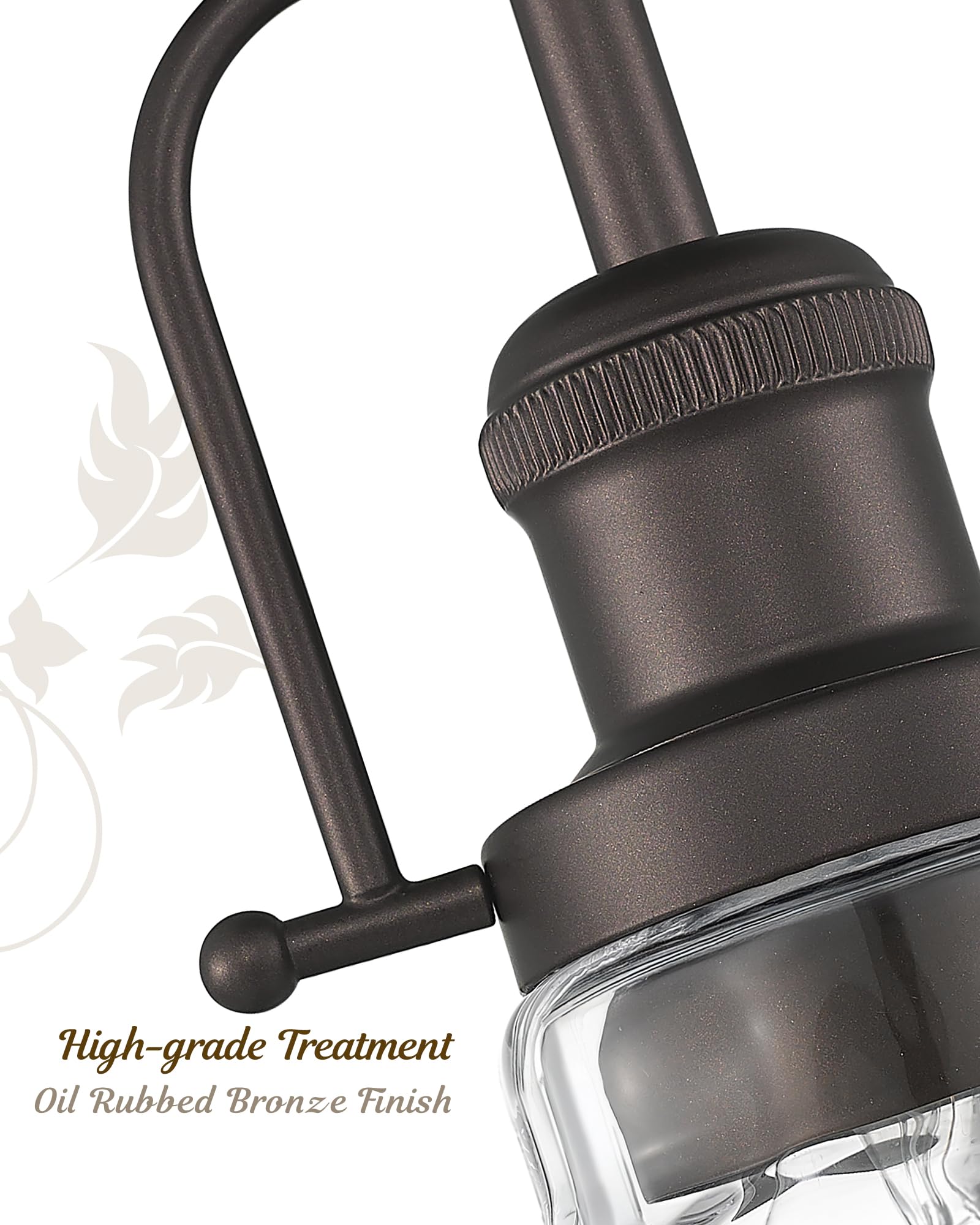 FEMILA Flush Mount Ceiling Light Fixture, 11in Oil Rubbed Bronze, Clear Glass Shade, Rustic Industrial, Model 4FY09-F ORB