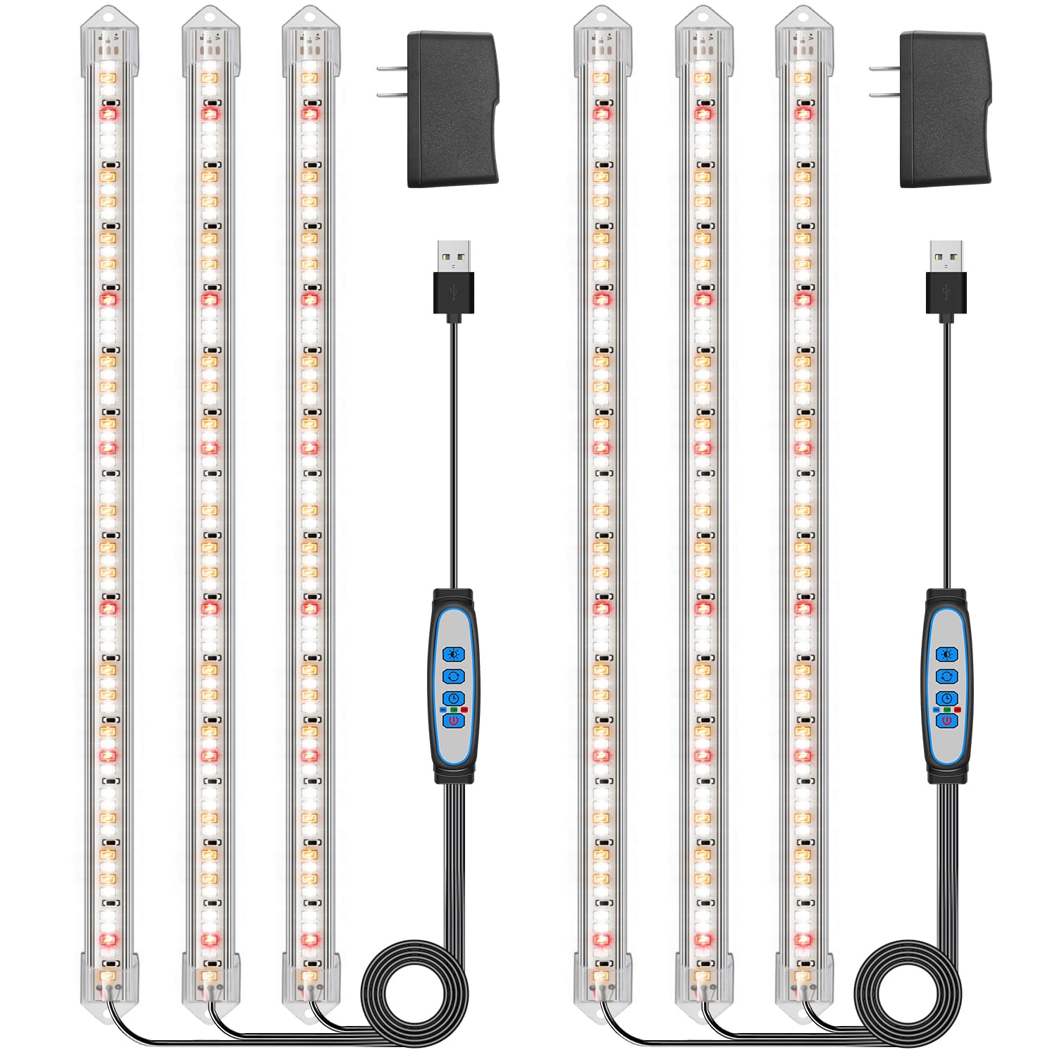Kullsinss Grow Lights for Indoor Plants Full Spectrum  LED Grow Light Bands with 6/12/16H Timer  3 Spectrum Modes  5 Brightness Levels  180 LEDs Sunlike Plant Lights for Indoor Growing (2 Pack)