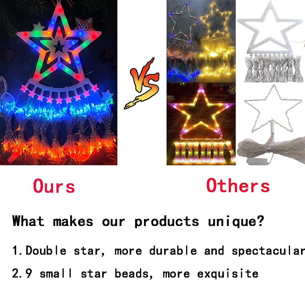Aokudoni 12.6ft 350LED Waterfall Christmas Lights, Multi-colored, 8 Modes, Outdoor Decorations for Tree & House