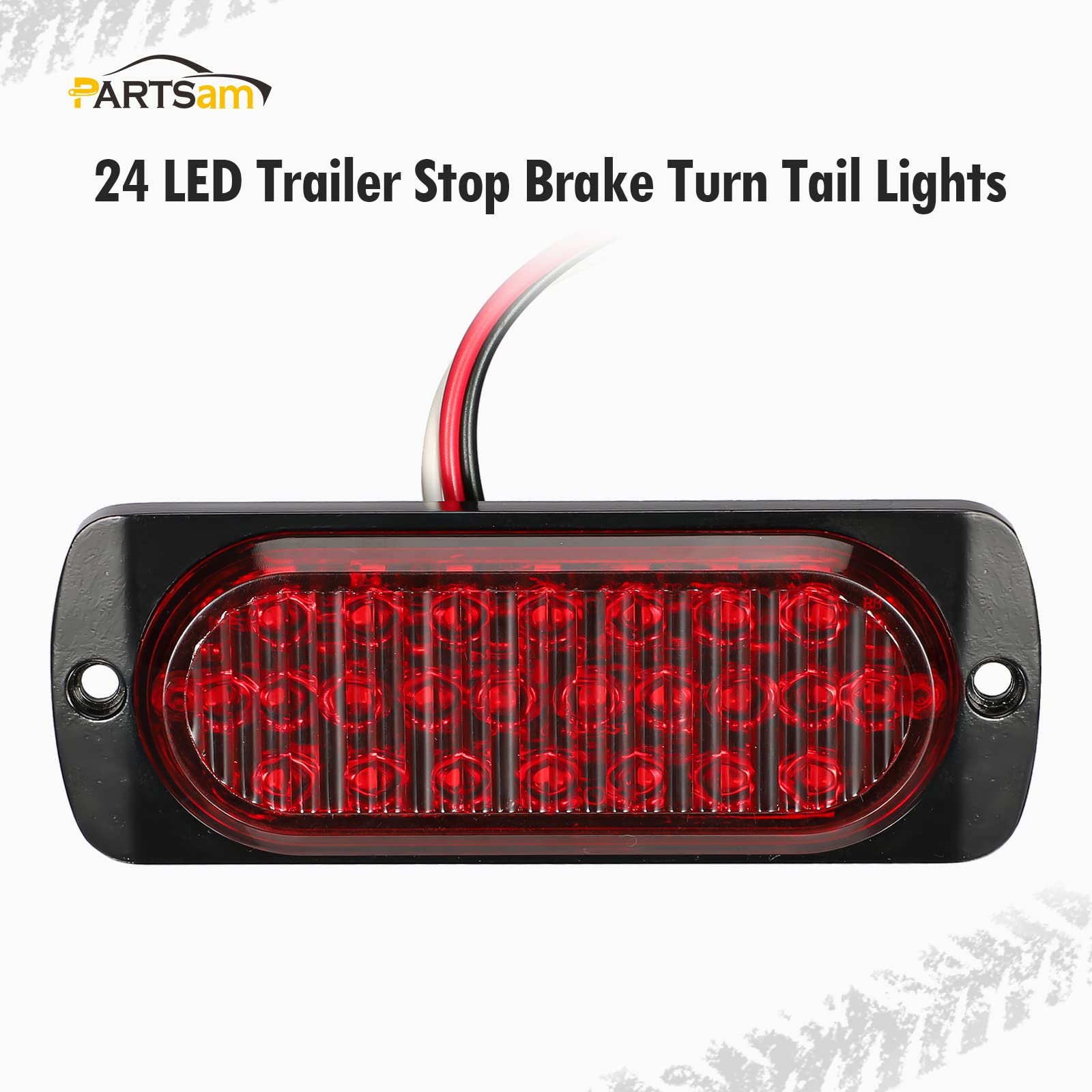Partsam 2Pcs 4.4'' Red 24 Led Trailer Side Marker Clearance Light, Aluminum Housing Stop/Brake/Turn Signal/Tail Lights For Trail