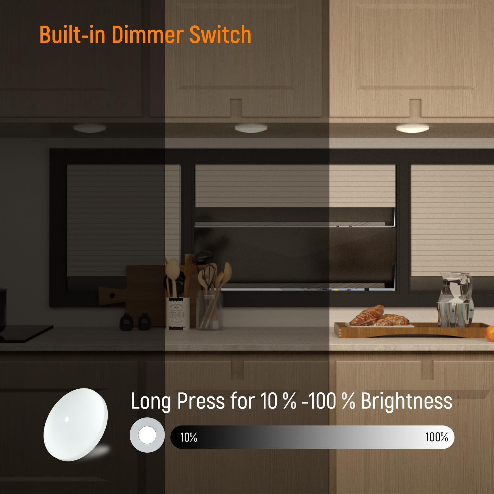 Obeaming 4 Pack Rv Interior Ceiling Dome Light 4.5 Inch, Press Dimmer Switch & Blue Nightlight,12V Dimmable Puck Light For Motorhome Trailer Fifth Wheel Truck Coach Enclosed Trailer(5000K)