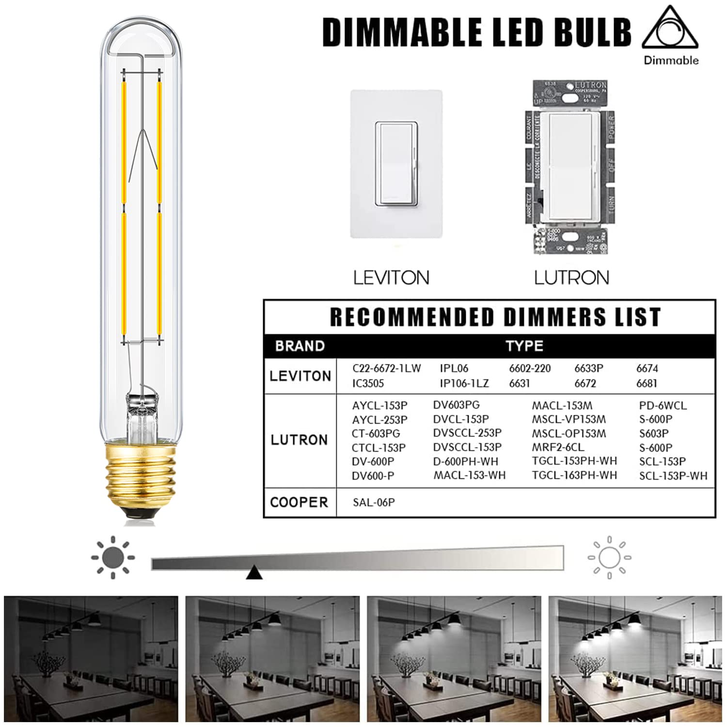 Leools Dimmable E26 LED Light Bulb, 8W (75W Equivalent), 4000K Neutral White, Glass, T10, 4 Pack