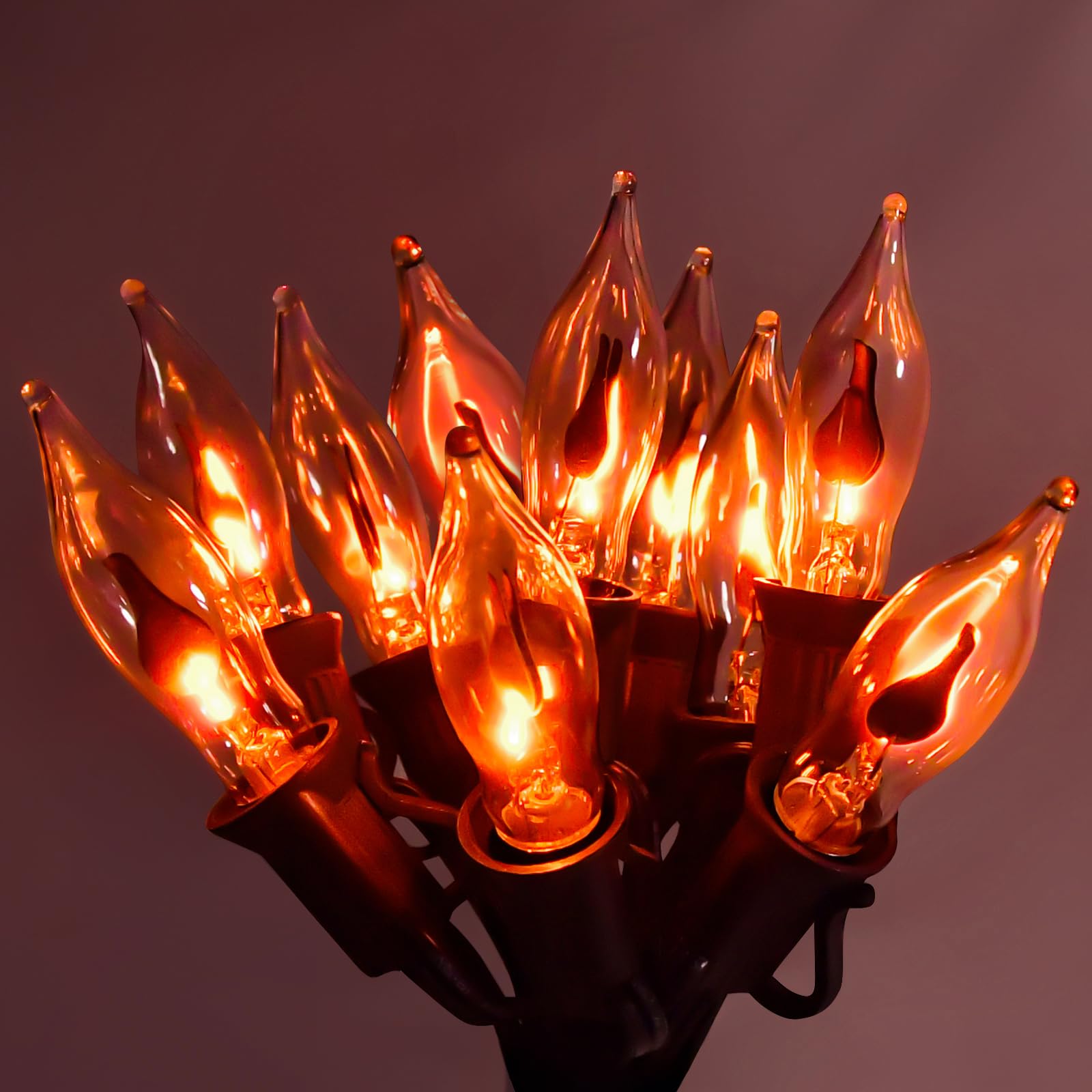 Halloween Flickering Flame String Lights Decorations Indoor Outdoor, 10Ft Twinkle Flame Lights String with 10 Flame Light for Ha